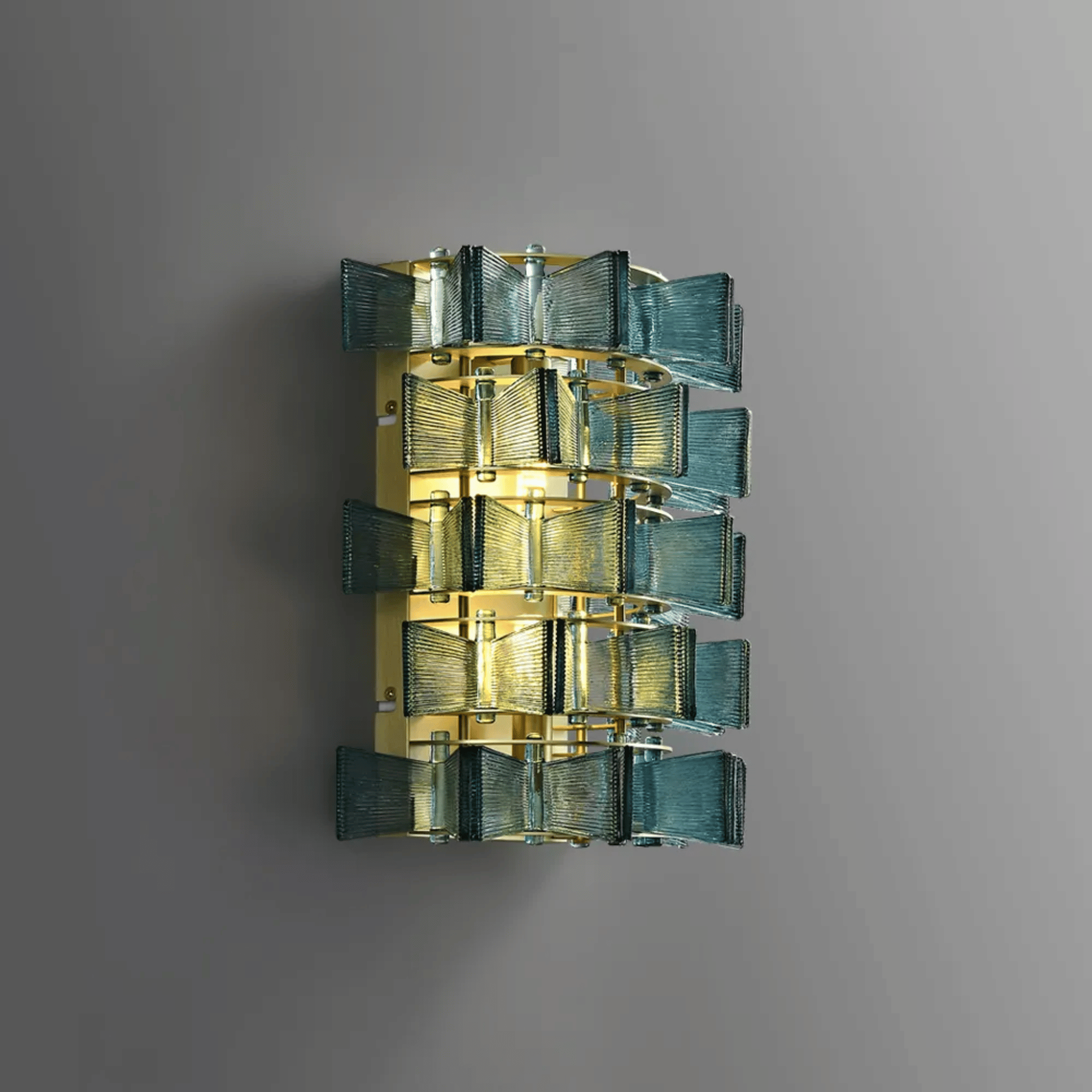 Art Deco Blue Stained Glass Wall Sconce by Skonne, Light Fixtures, Blåfyr