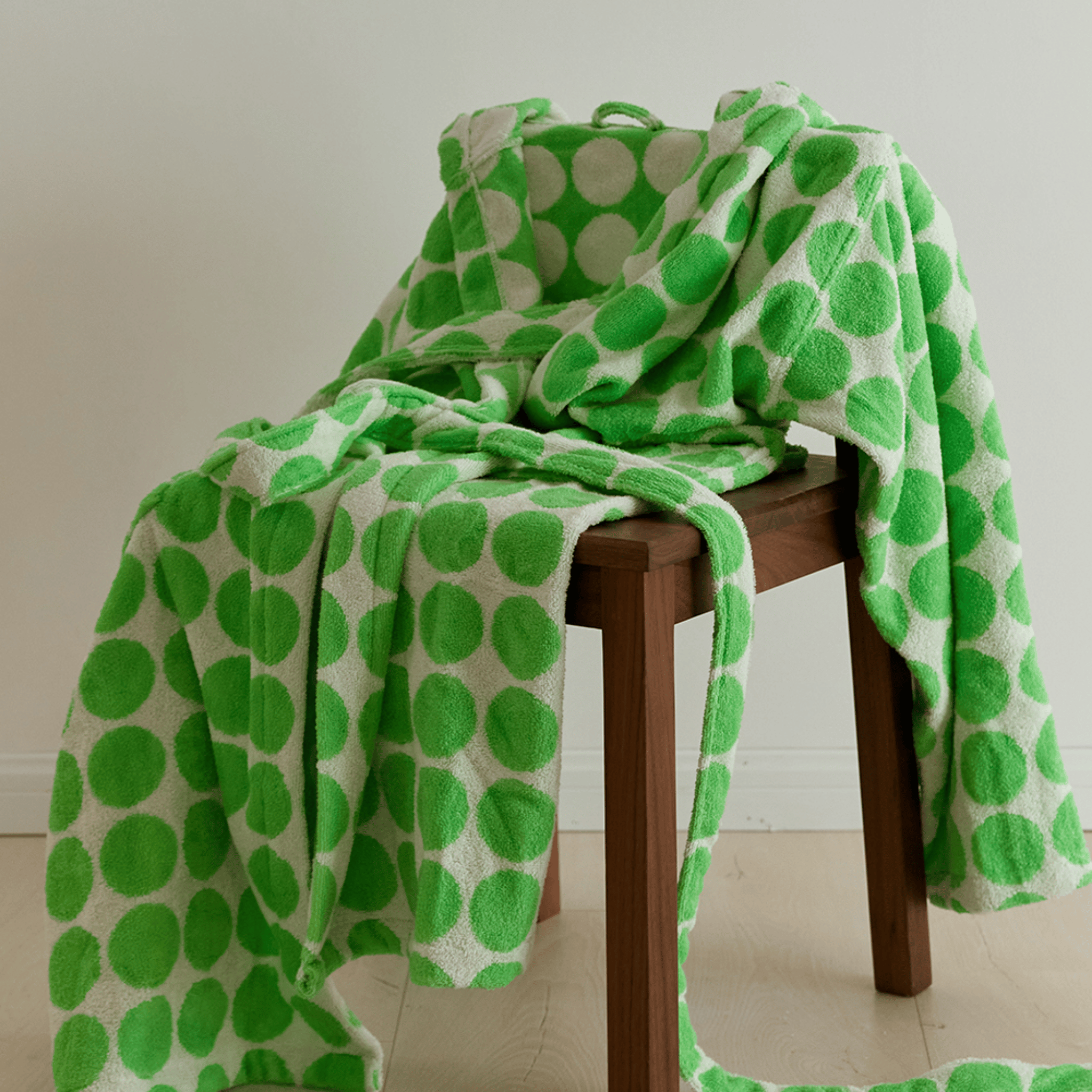 Luxury Organic Cotton Bathrobe with Jacquard Dots, Robes, Dova Hotel-Style Robe