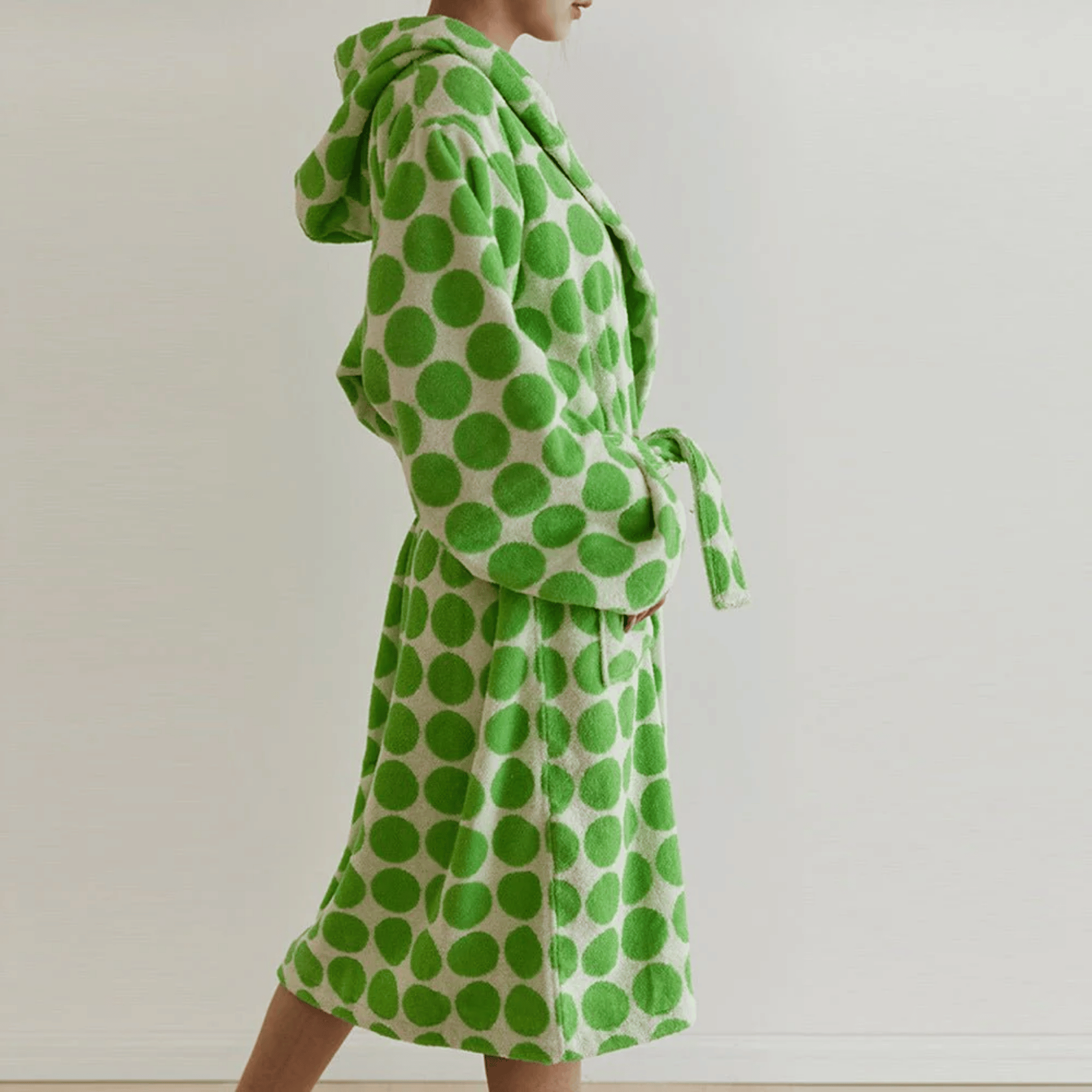 Luxury Organic Cotton Bathrobe with Jacquard Dots, Robes, Dova Hotel-Style Robe