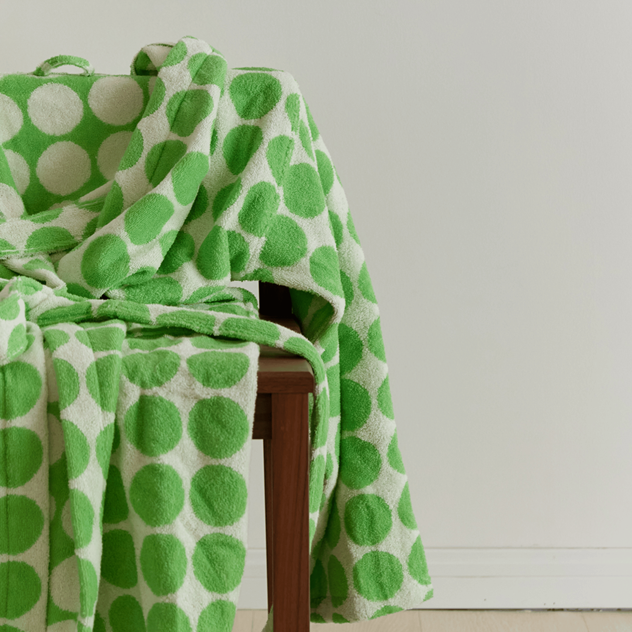 Luxury Organic Cotton Bathrobe with Jacquard Dots, Robes, Dova Hotel-Style Robe