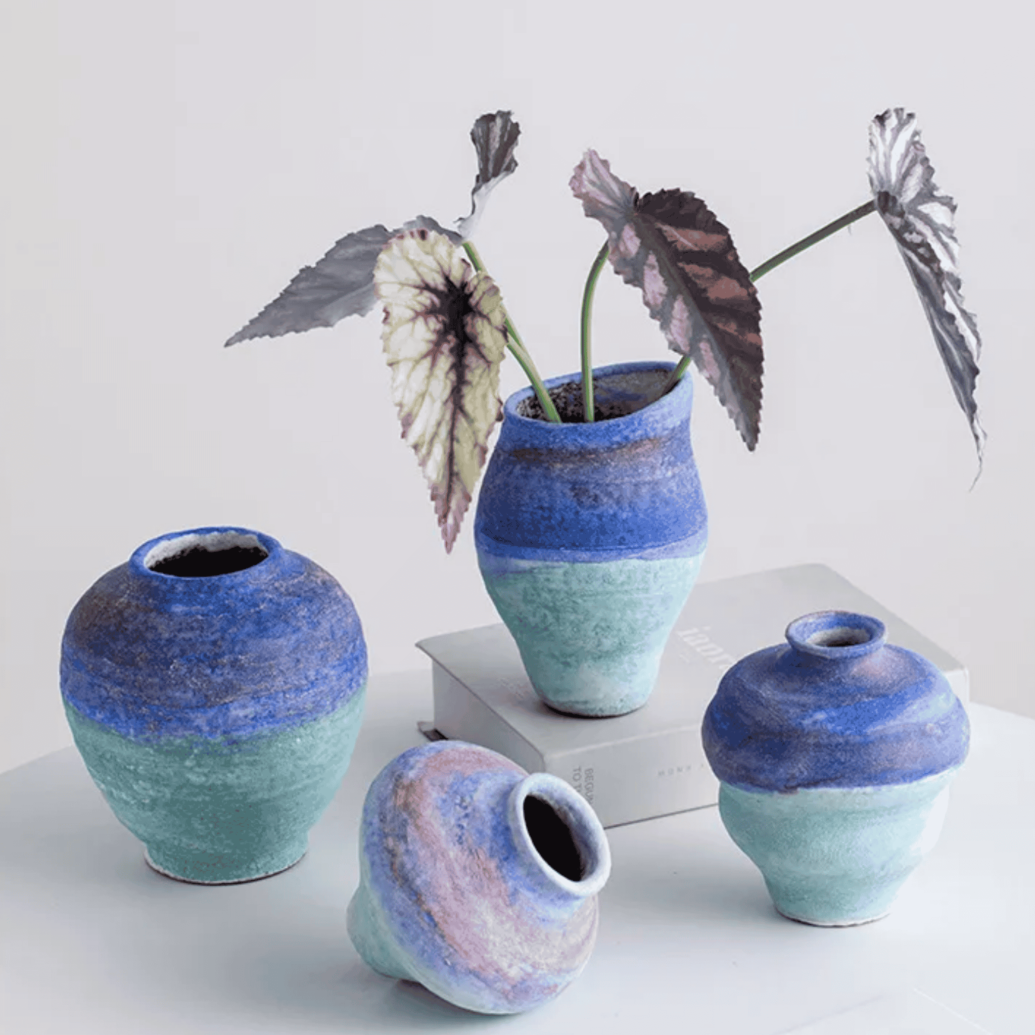 Dyvna Blue Gradient Ceramic Vase for Modern Decor, Vases, Home