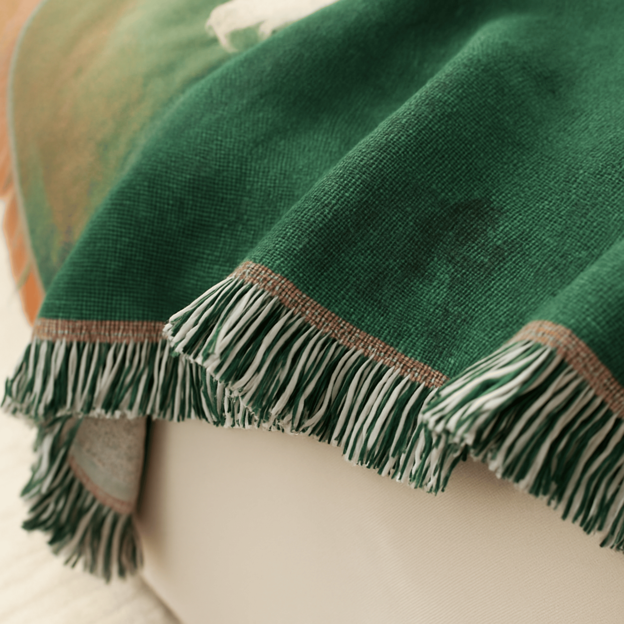 Gradient Green Tassel Throw Blanket for Your Sofa, Blankets, Engdal with Tassels