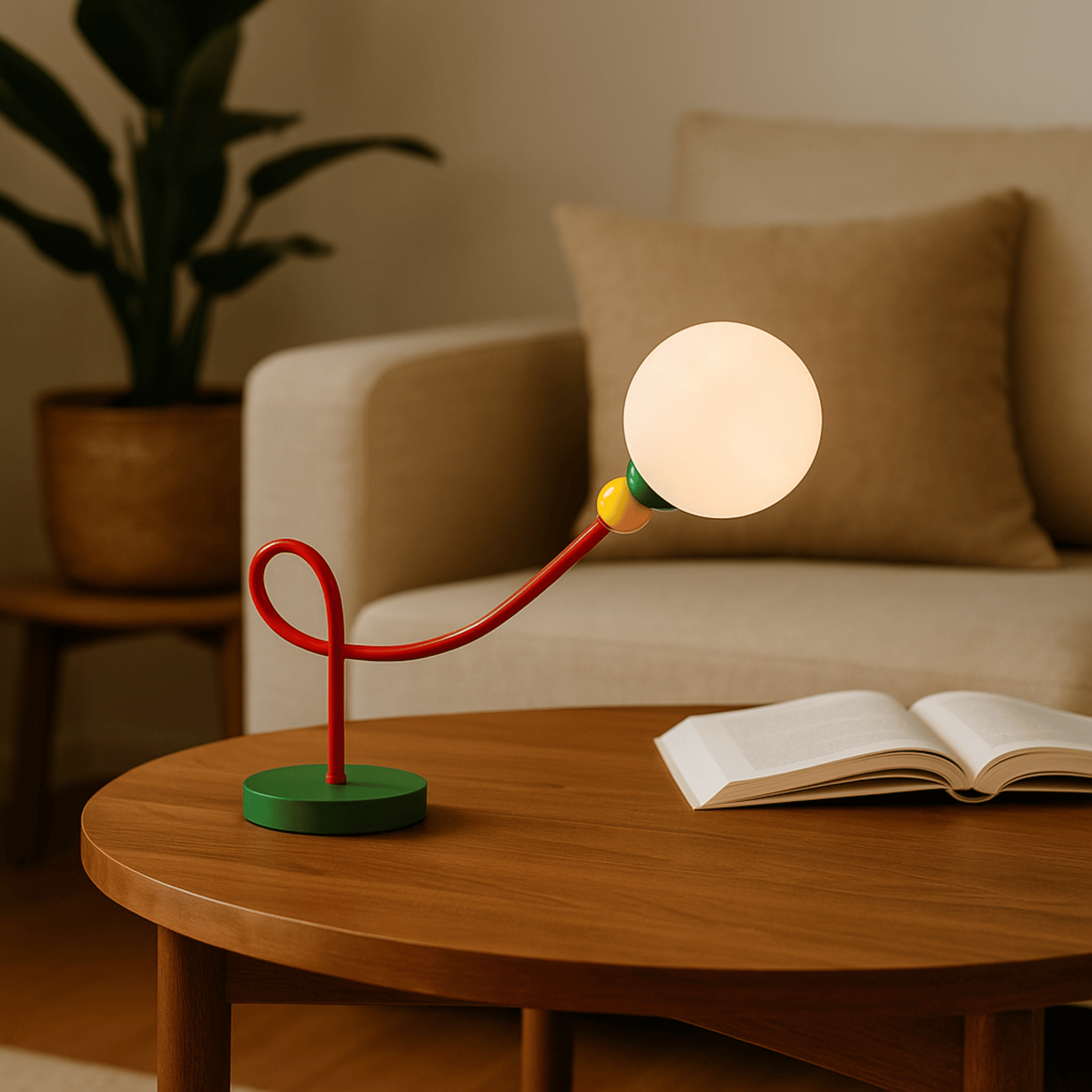 Farglo Colorful Bauhaus Table Lamp with Glass Shade, Lamps, Macaron Retro