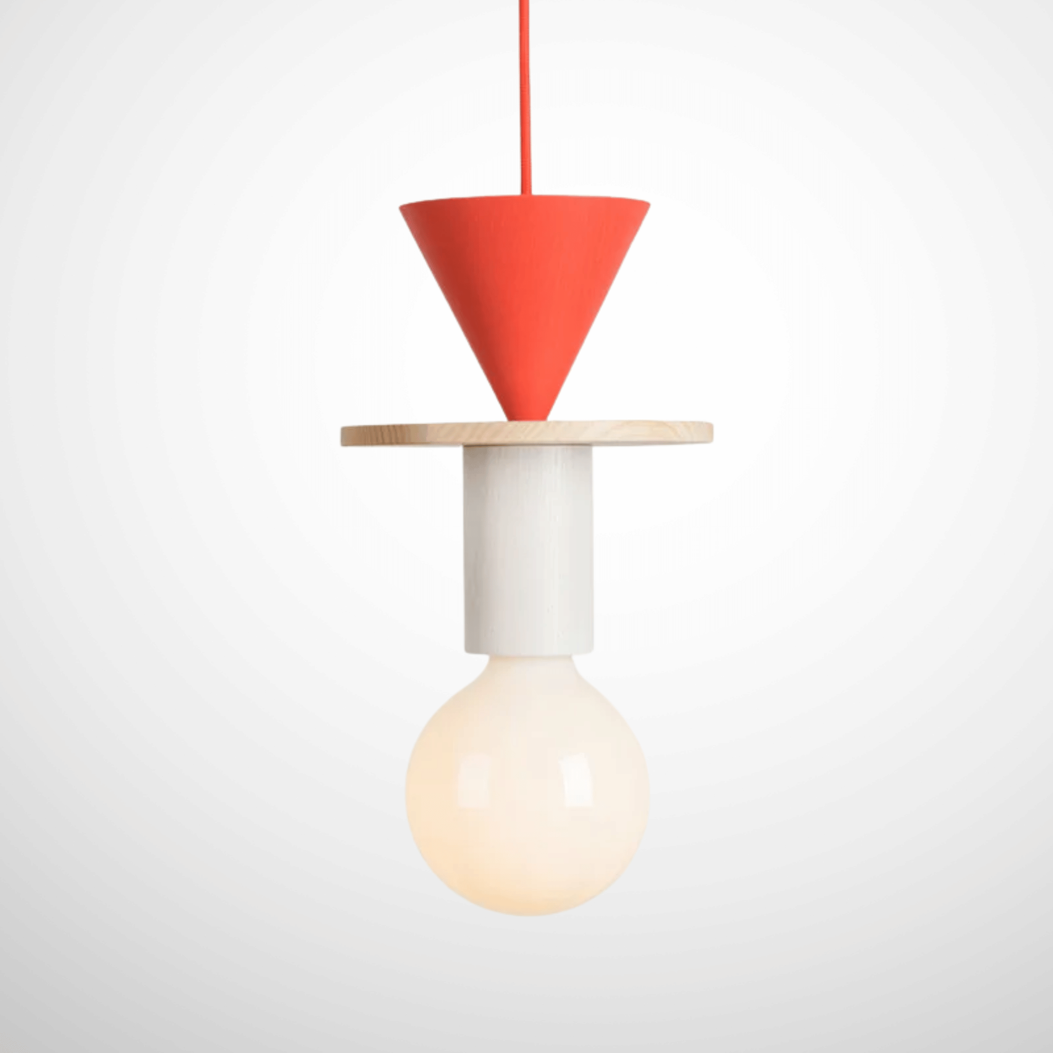 Geometric Wooden Pendant Lamp Nordic Bauhaus Style, Nexa, Ceiling Light Fixtures, Formvy Wood and Iron