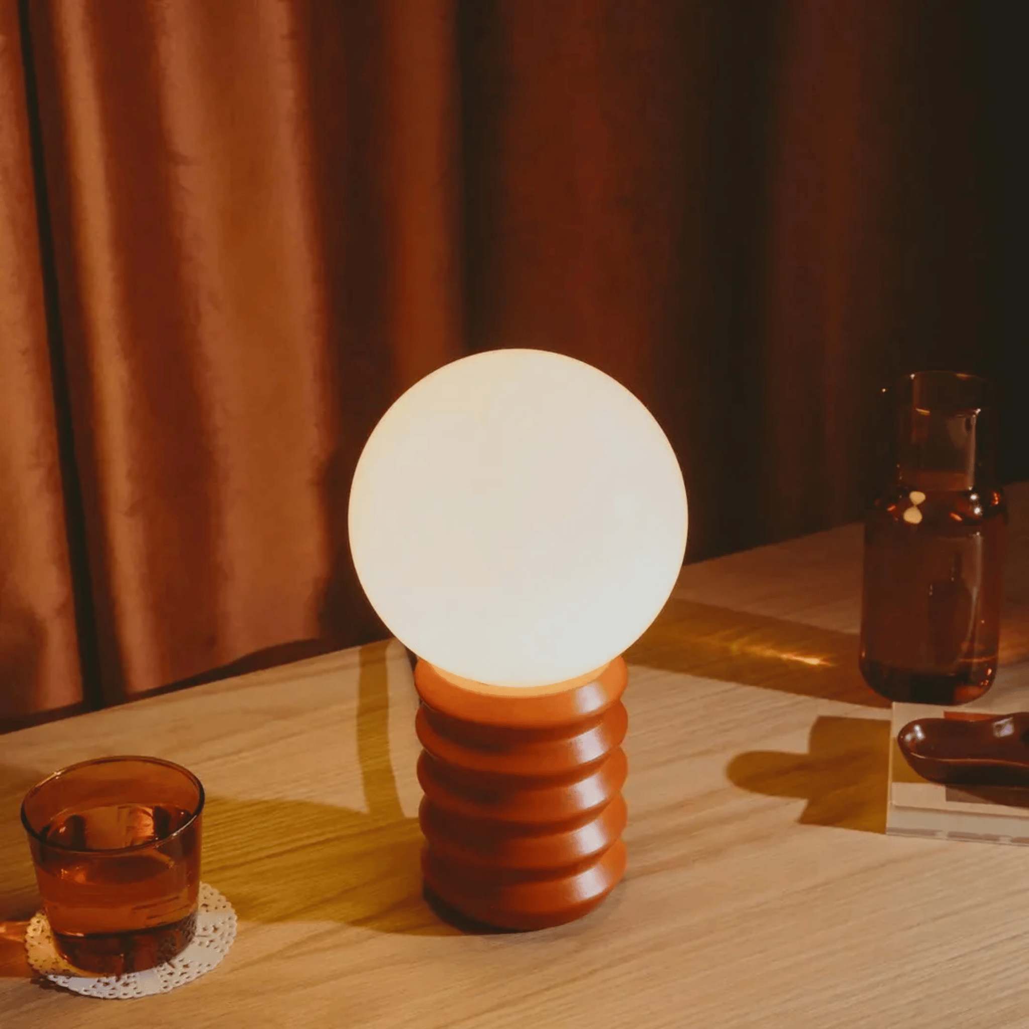 Glodra Vintage Retro Table Lamp with Glass Shade, Lamps, Accent