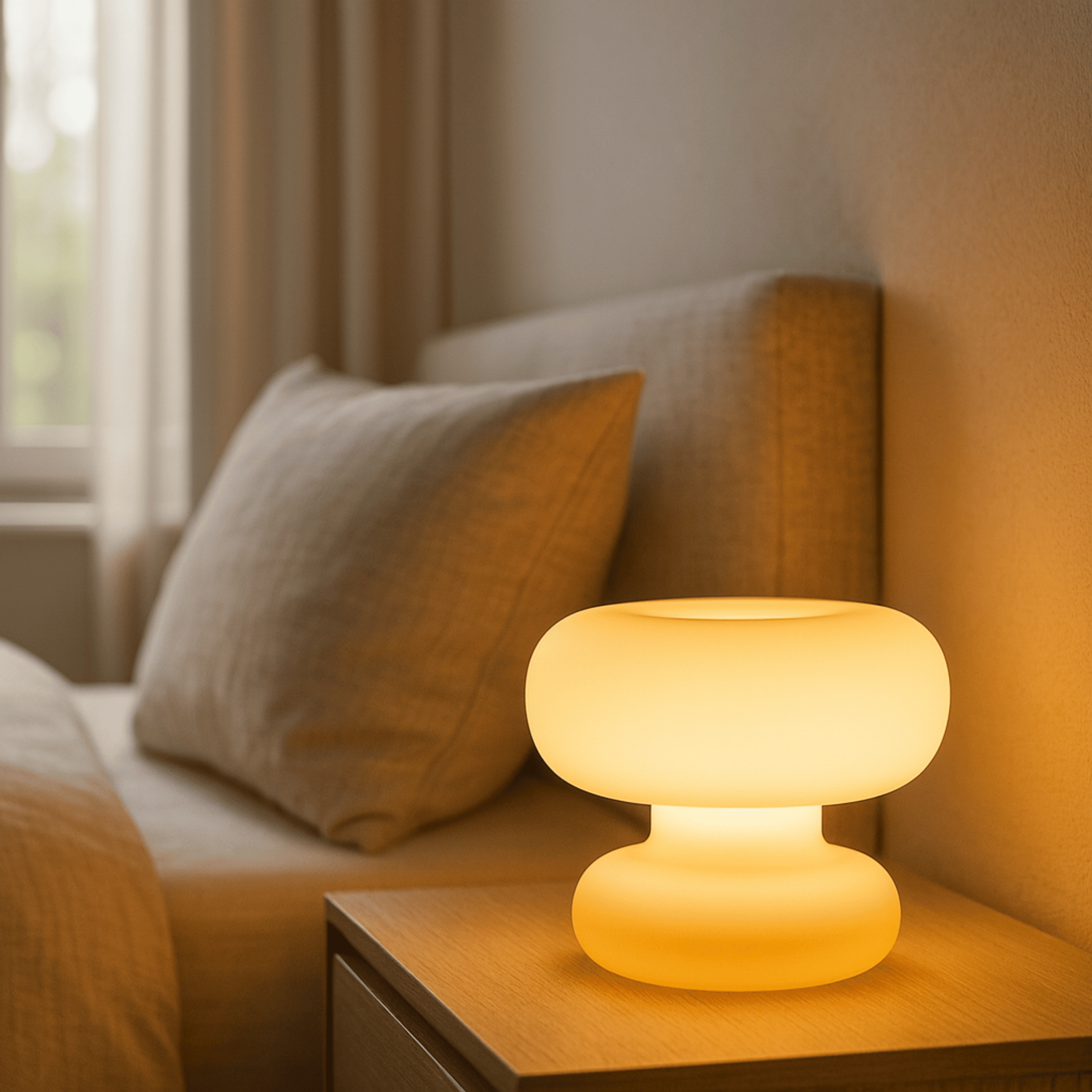 Glodring Donut Glass Table Lamp – Nordic Style, Lamps, White Frosted