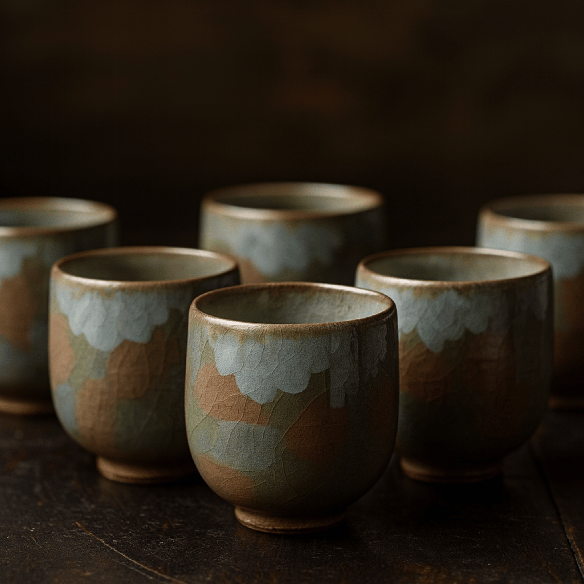 Glödra Artisan Ceramic Teacup Set for Tea Rituals, Harmony – Style C, Drinkware Sets, Hand-Painted Wabi-Sabi