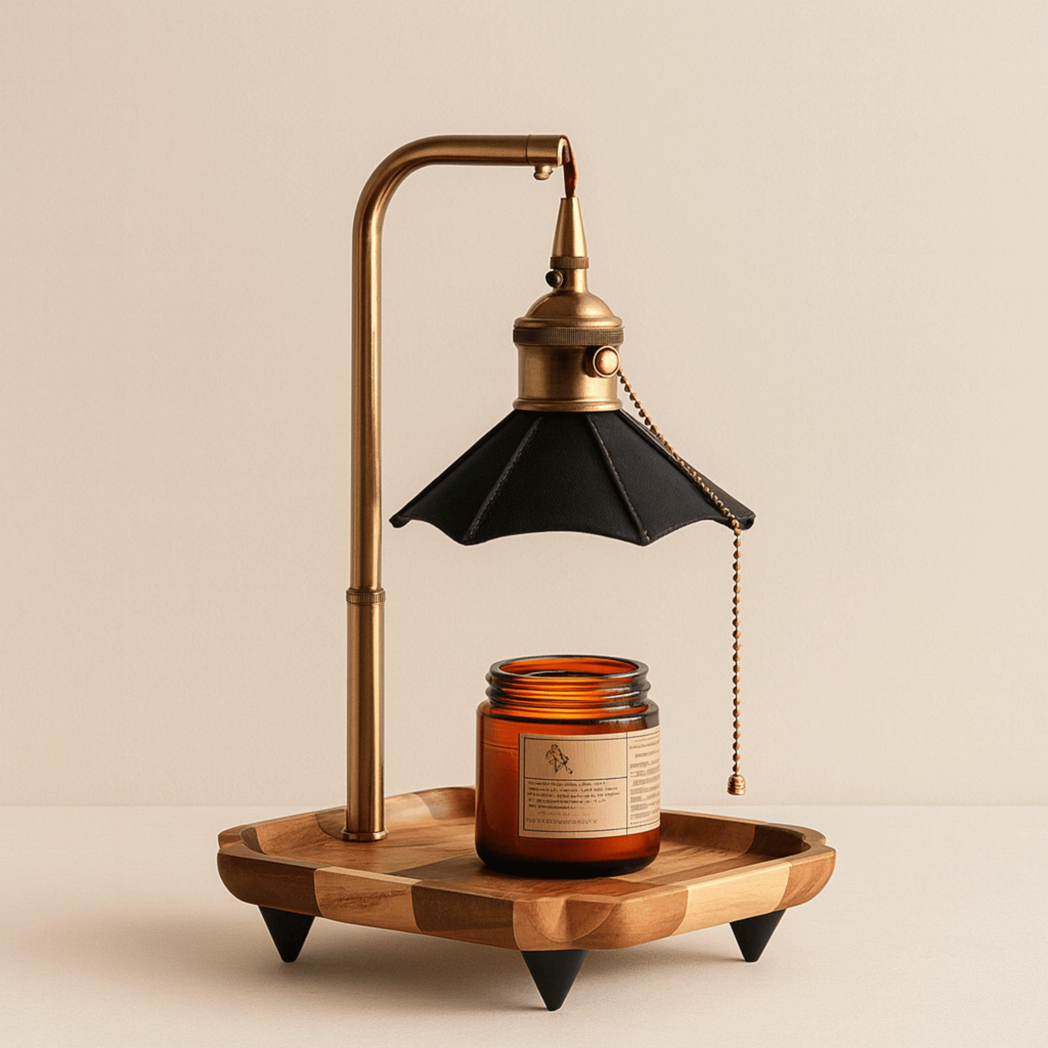 Glödra Wax Melt Lamp – Retro Flameless Candle Light, Black, Table Lamps, Warmer in Metal and Wood