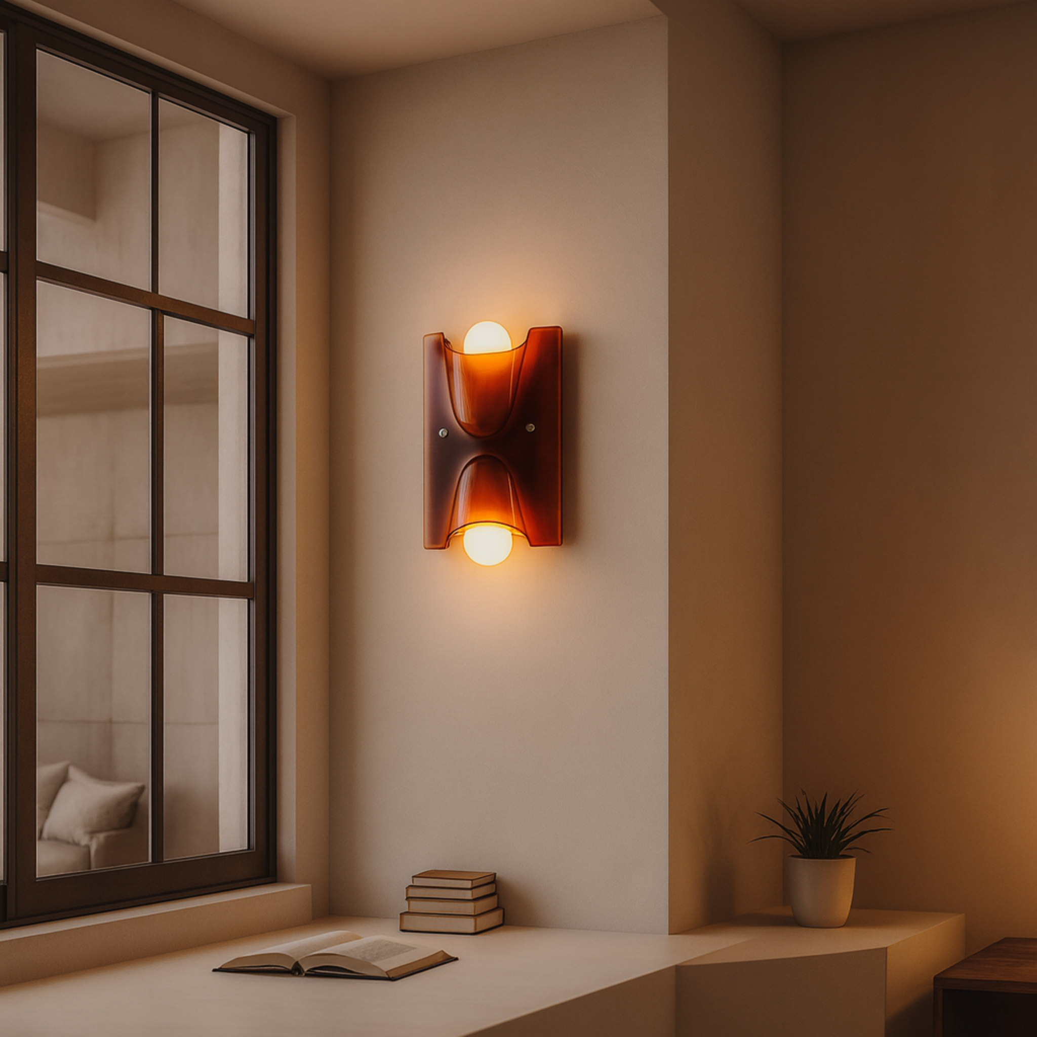 Modern Resin Wall Sconce Up Down LED Light Skonne, Fixtures, Glödra Sculptural Dual Beam