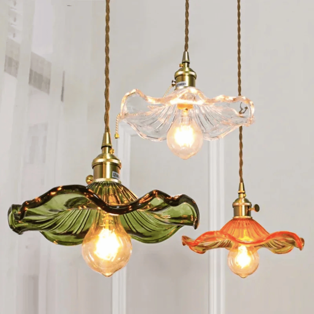 Glora Nordic Glass Pendant Light in Copper Finish, Ceiling Fixtures,