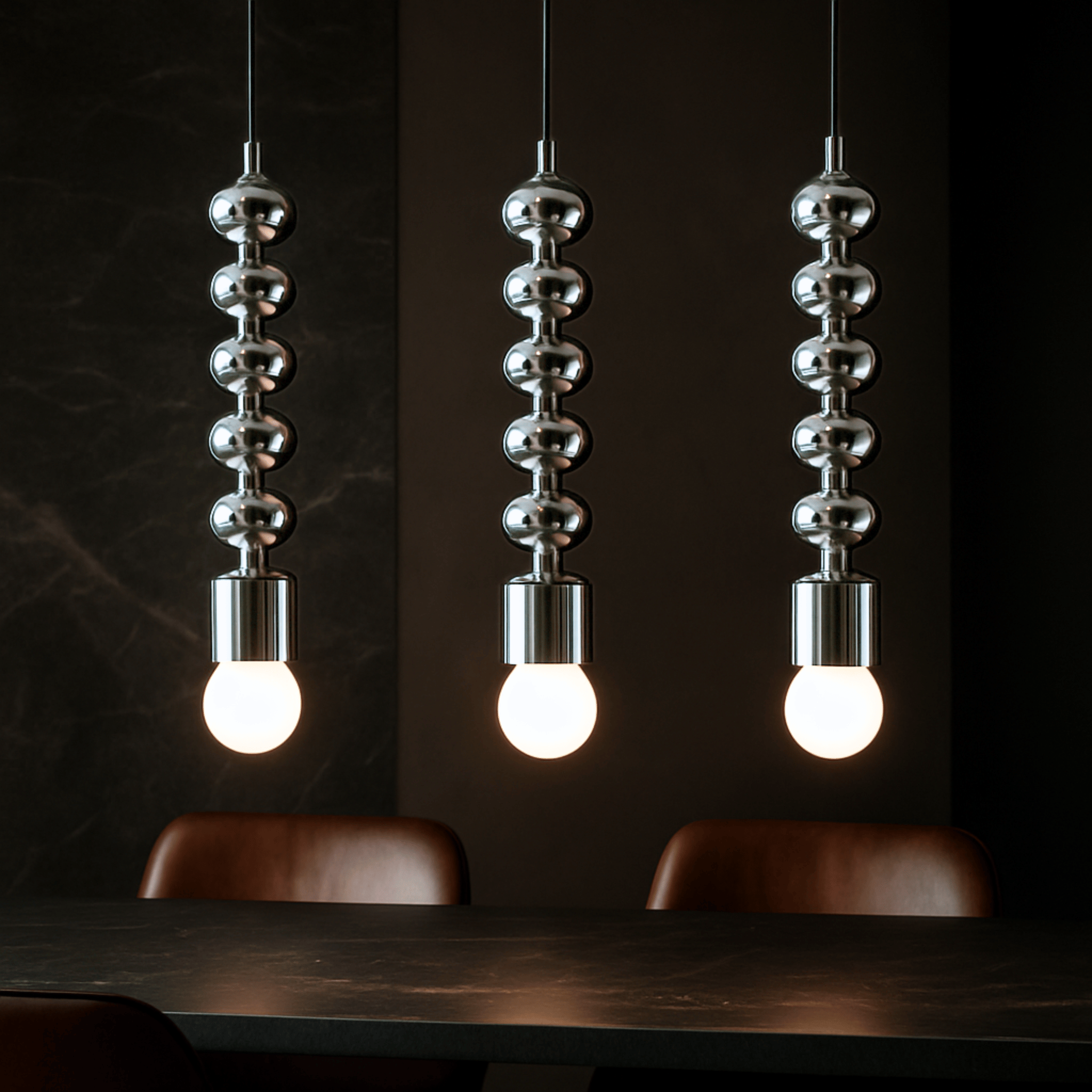 Ribbed Chrome Pendant Light Bauhaus Nordic E27, Ceiling Fixtures, Kroma Style