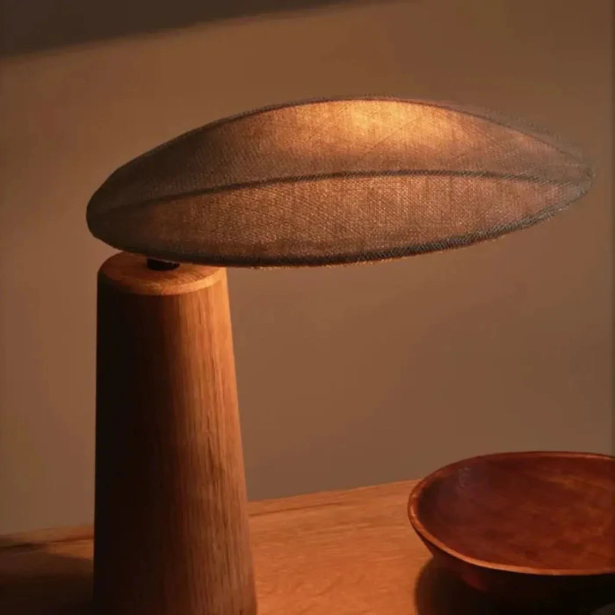 Kveldro Wood Table Lamp – Nordic Wabi-Sabi Design, Lamps, Solid Natural and Linen