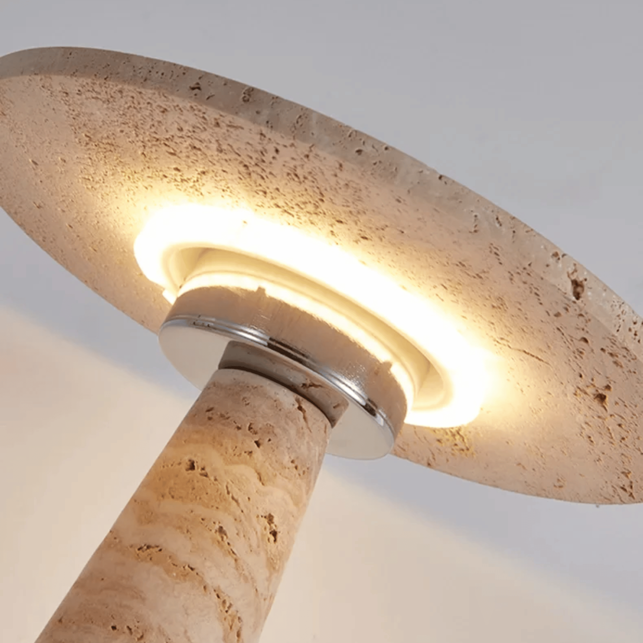 Travertine Stone Table Lamp with 3-Color LED Light, Lamps, Kveldsten
