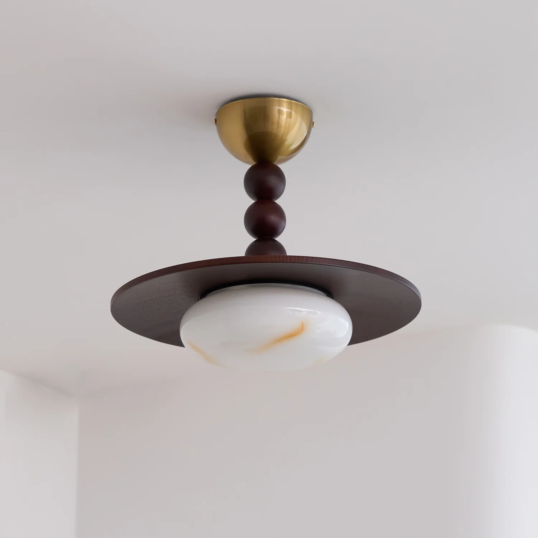 Handcrafted Wood Glass Ceiling Lamp Medieval Style, Light Fixtures, Kveldur Iron