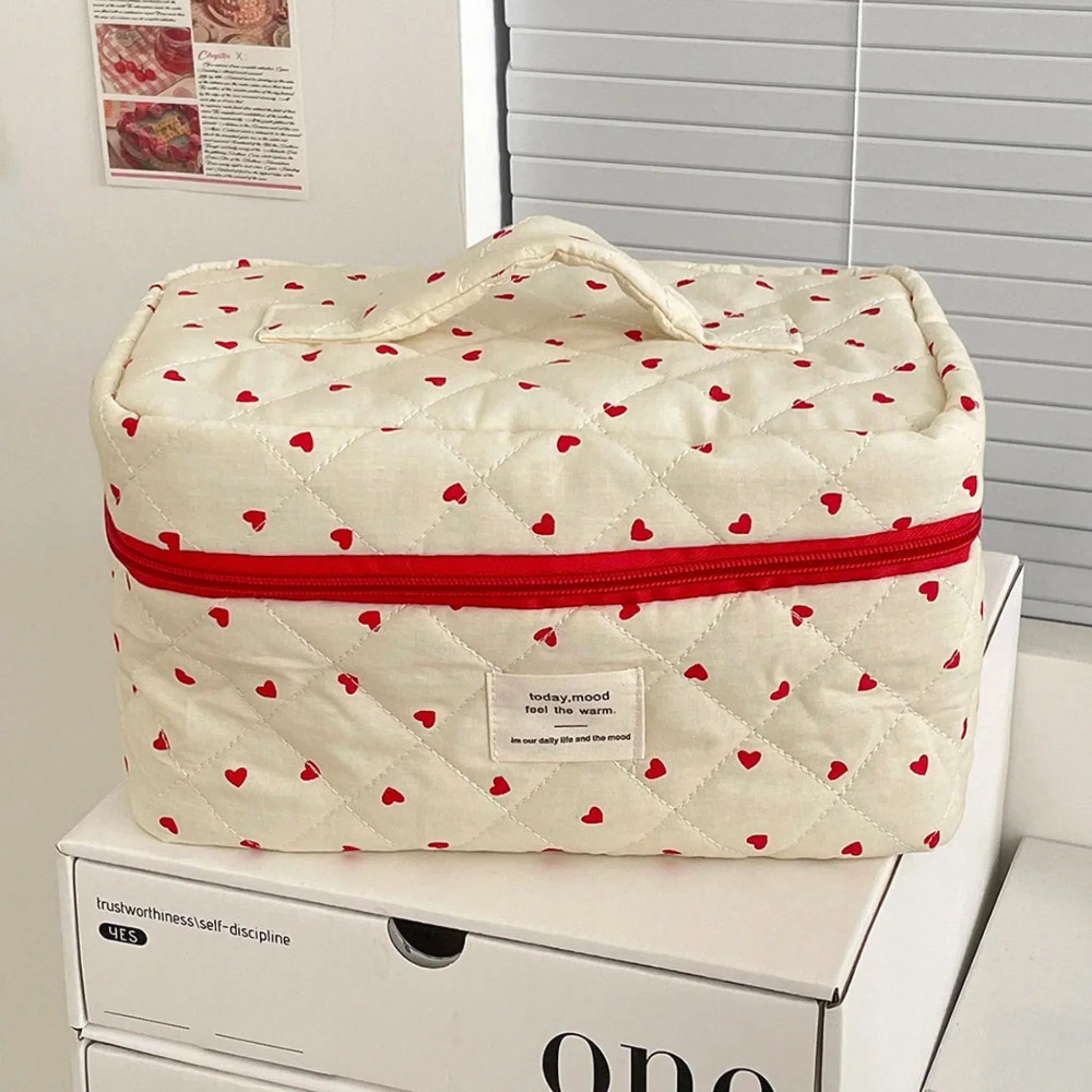 Lovda 3-Piece Quilted Cosmetic Bag Set Travel, Makeup Bags,