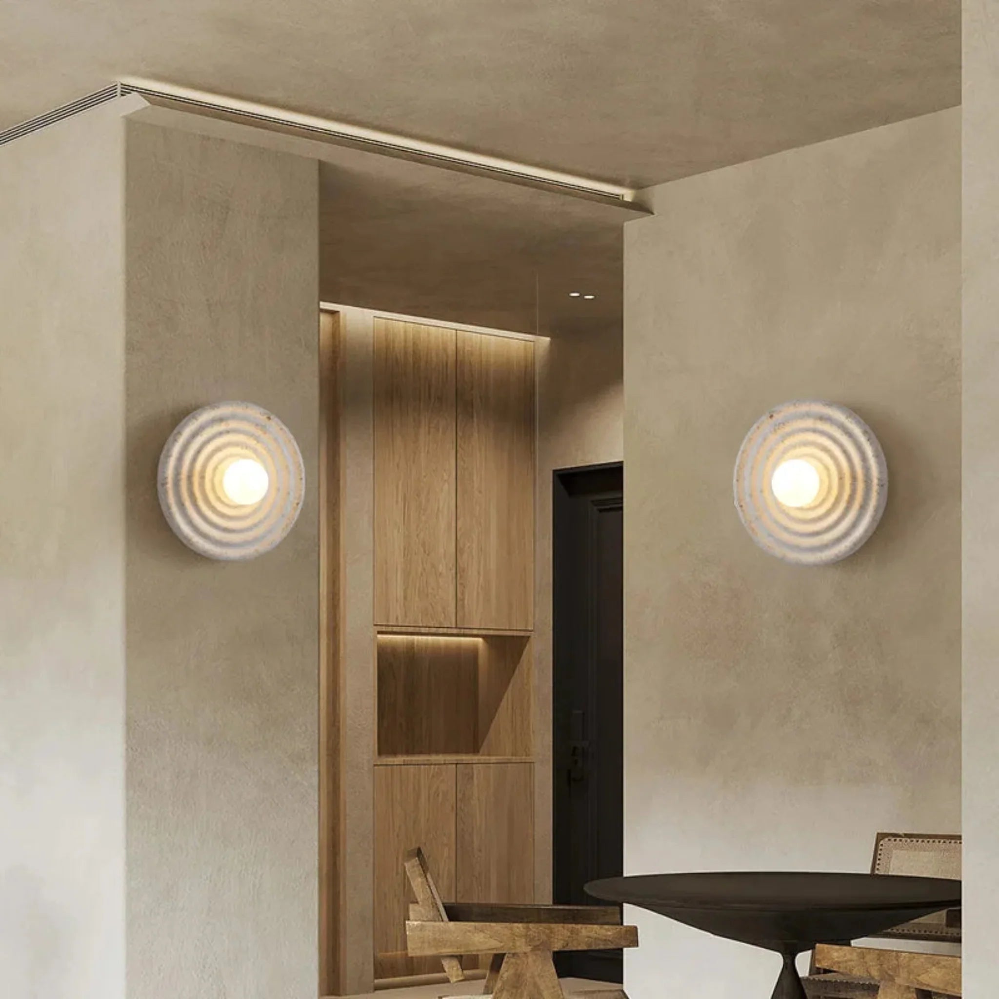 Lysring Circular LED Wall Light for Bedroom Decor, Fixtures, Wabi-Sabi Style