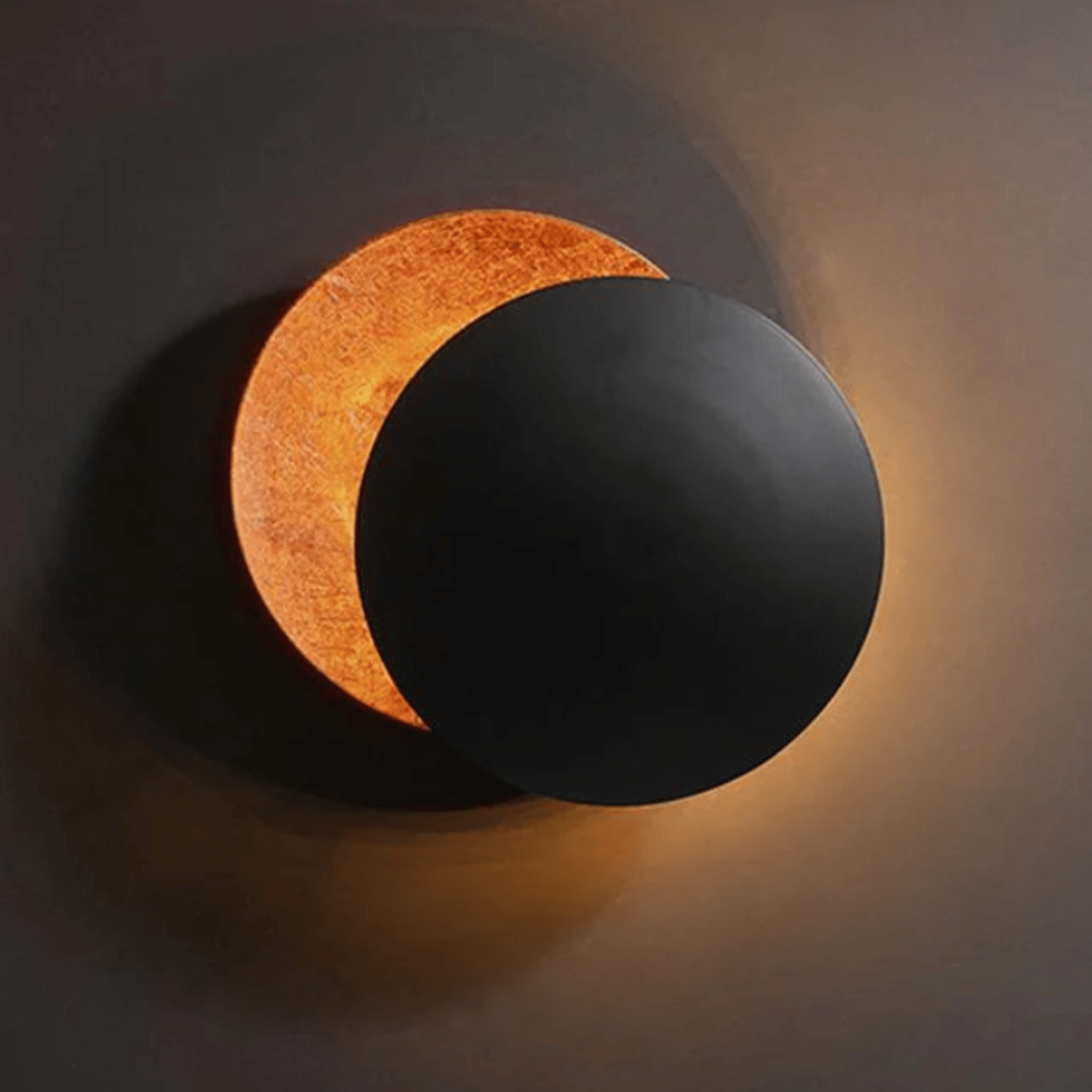 Måneglo LED Round Wall Sconce Modern Nordic Design, Black & Copper / DIA20cm, Light Fixtures, Warm Ambiance