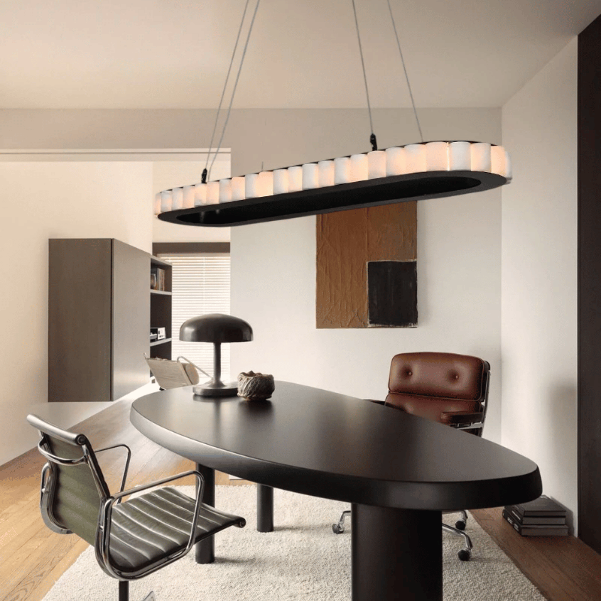 Marvei Oval Marble Pendant Light – Nordic LED Design, 31.5’’ / Warm light, Ceiling Fixtures, for Dining