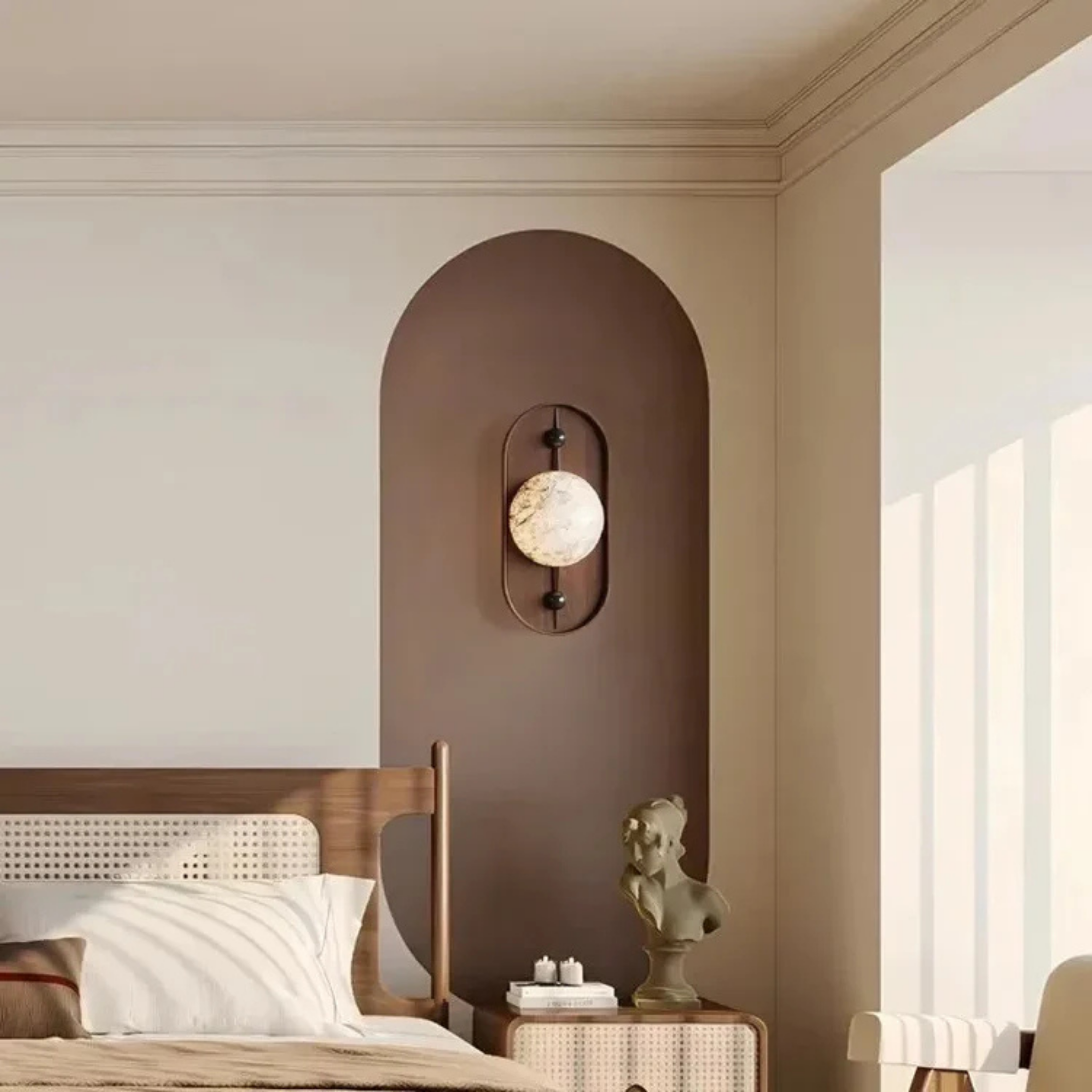 Natural Marble Wall Lamp with Built-In LED Light, Fixtures, Marveld Minimalist Sconce