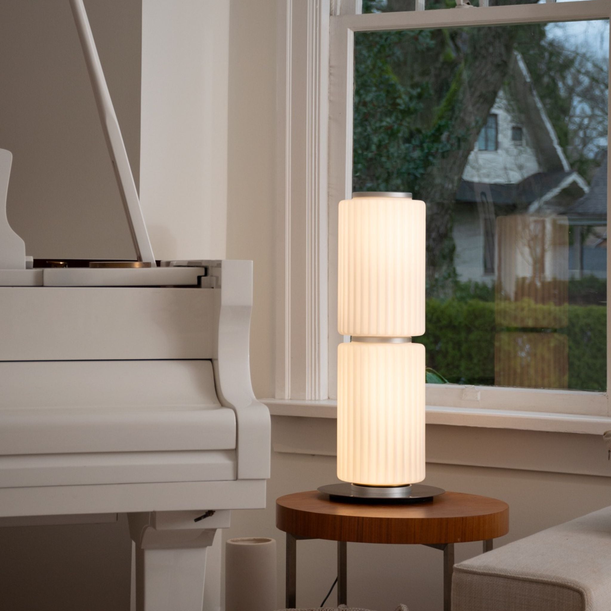 Milk White Sculptural Glass Table Lamp Nordic LED, Lamps, Mjölva