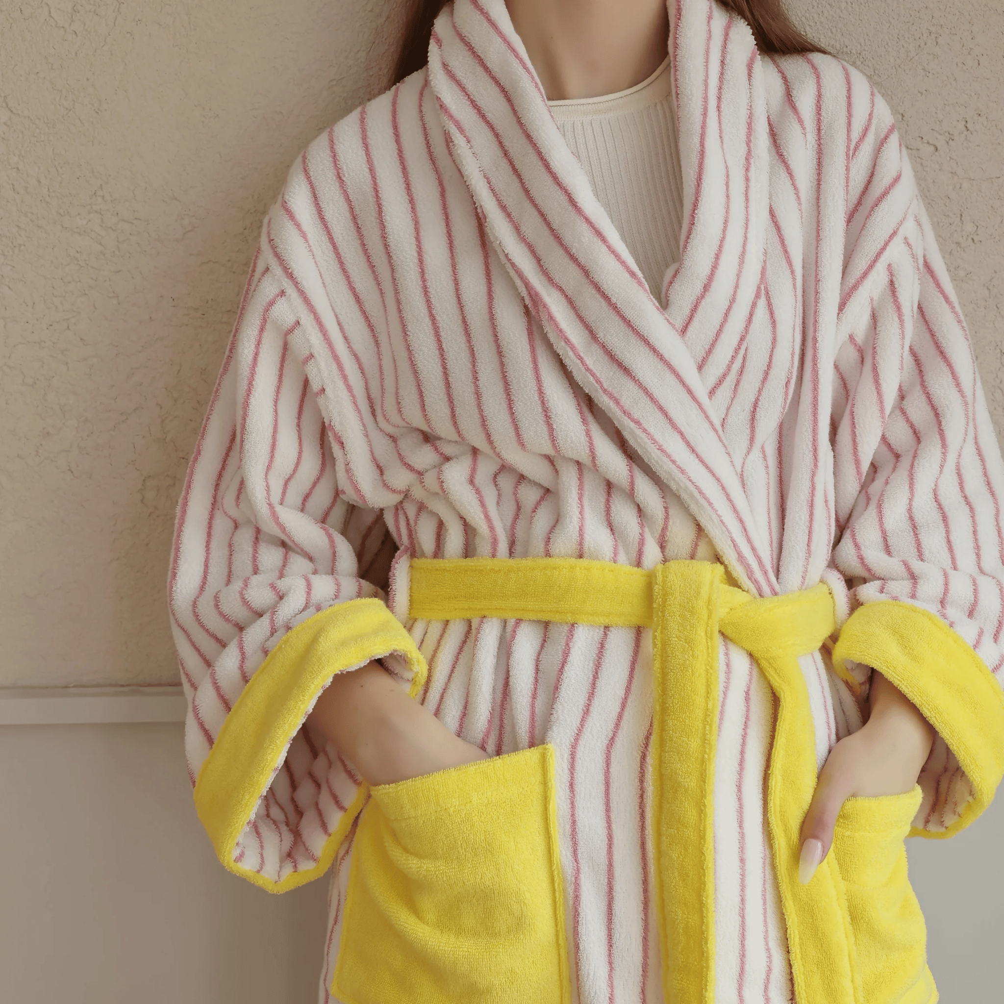Myrka Organic Cotton Striped Spa Bathrobe | Skonne, Robes, Jacquard Stripe