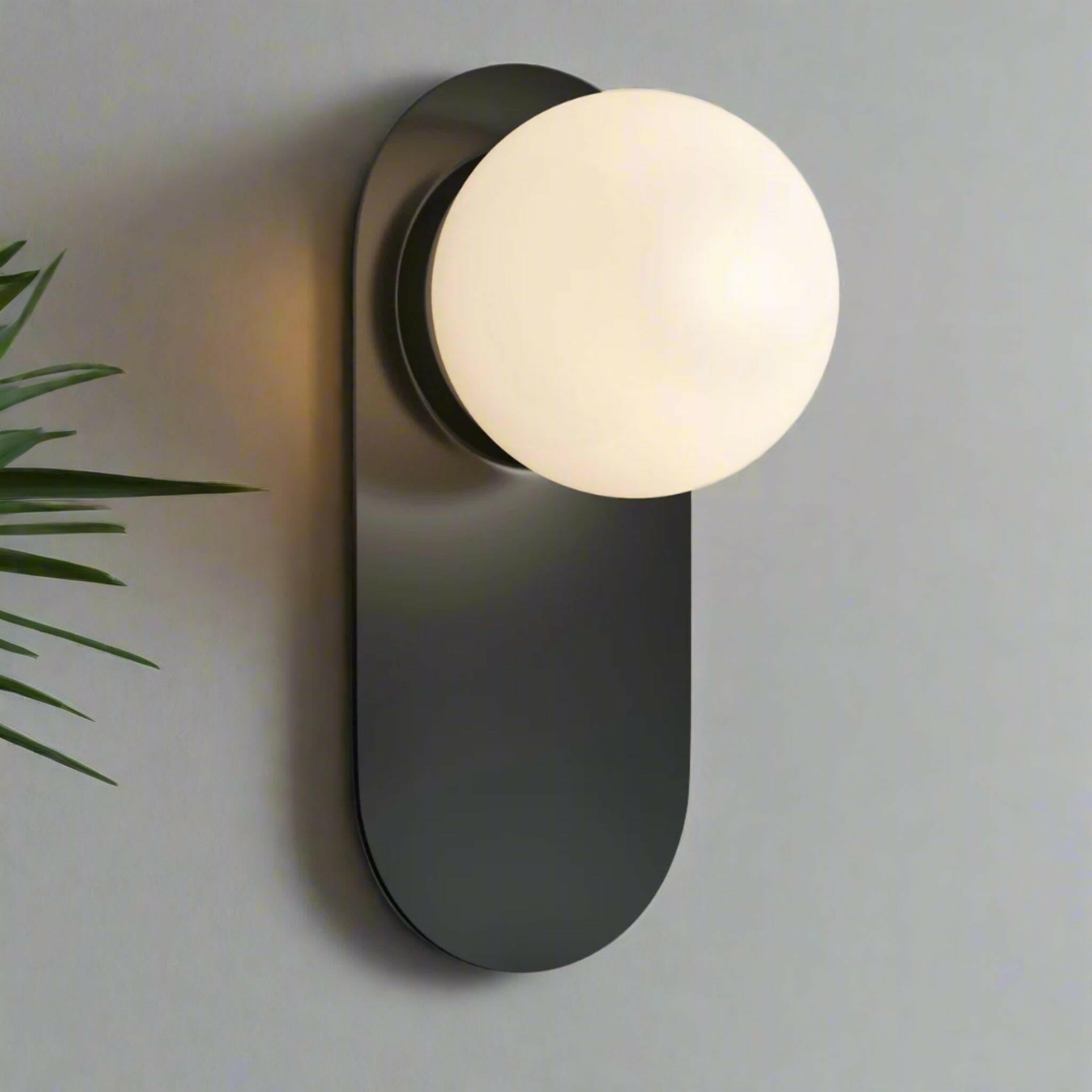 Ringa Frosted Glass LED Wall Sconce Black or Gold, Cool White, Light Fixtures, Modern