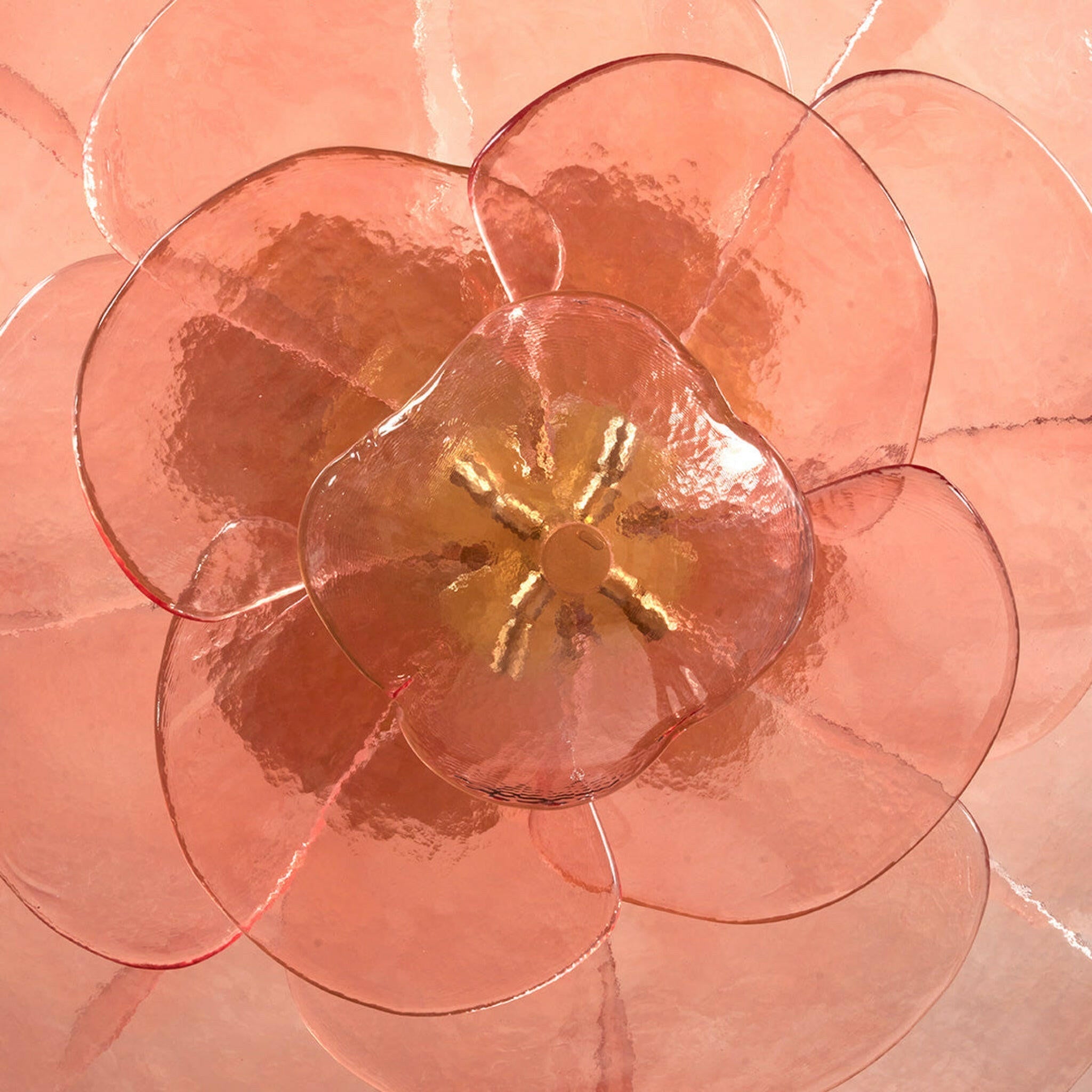 Handcrafted Pink Stained Glass Ceiling Chandelier, Light Fixtures, Roslyn