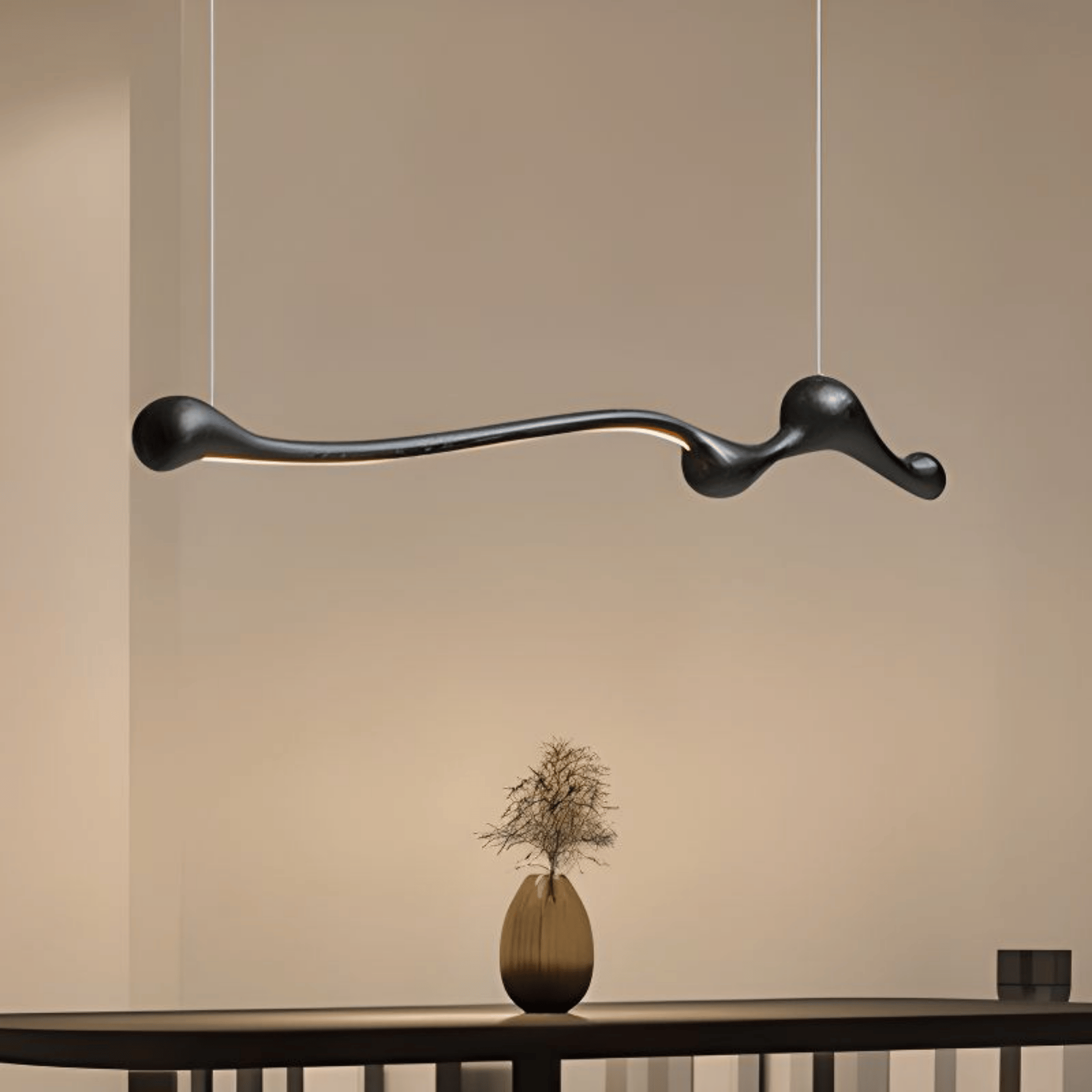 Skoglyn Ash Wood Dimmable Linear Pendant Light, Ceiling Fixtures