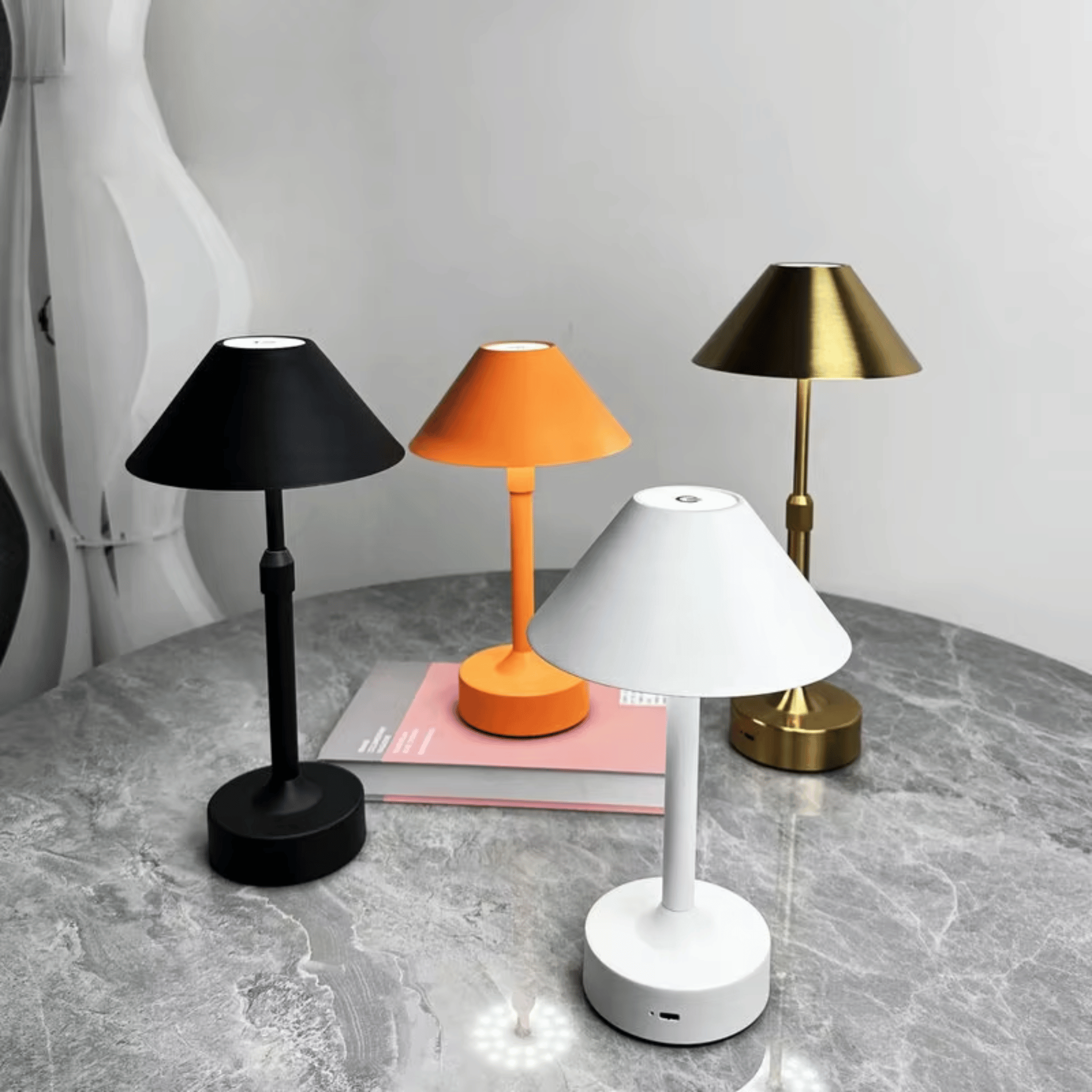 Solra Rechargeable Cordless Touch-Dimming LED Lamp, Table Lamps, Telescopic Dimmable