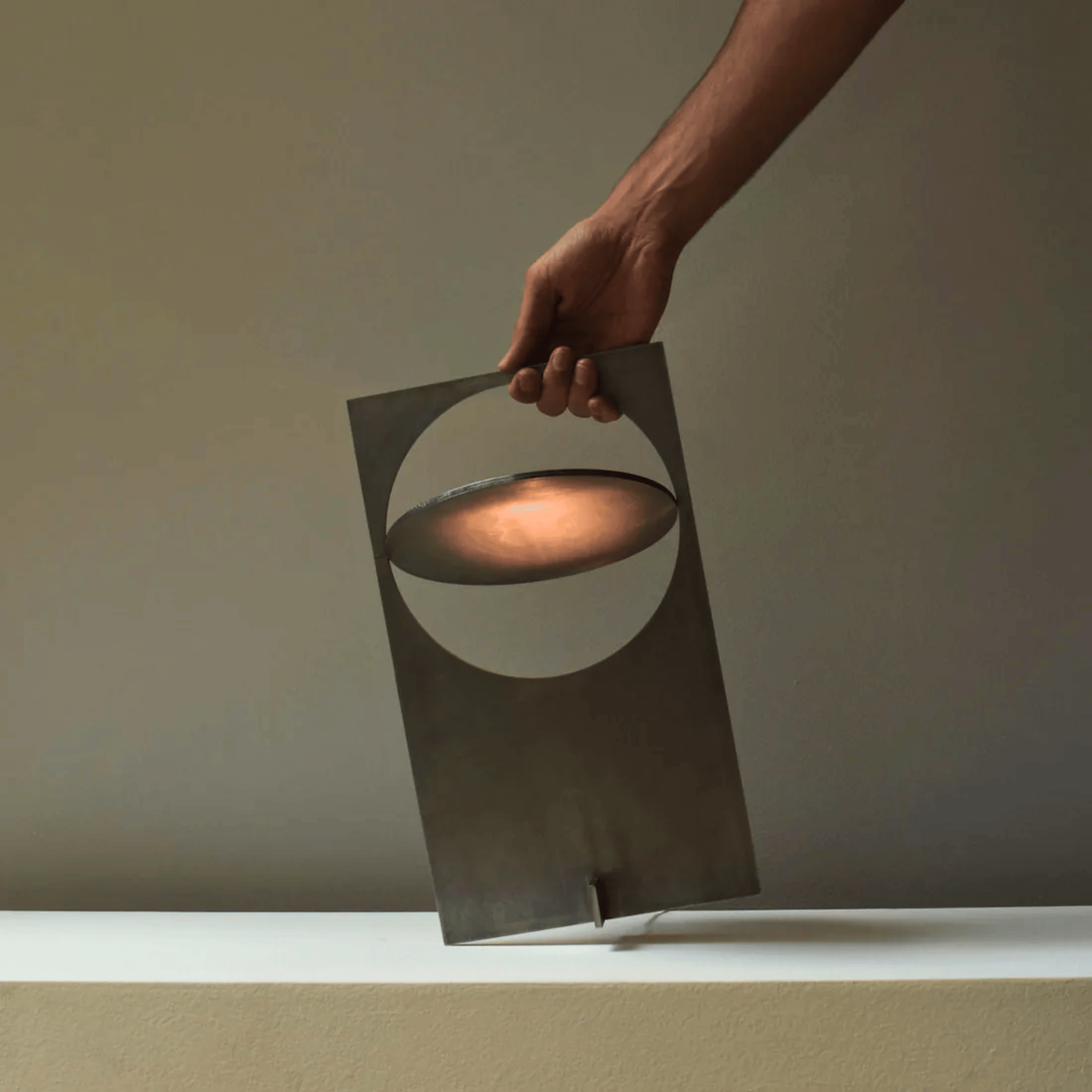 Solring Sculptural Silver Table Lamp with Warm Glow, Lamps, Modern Sunset