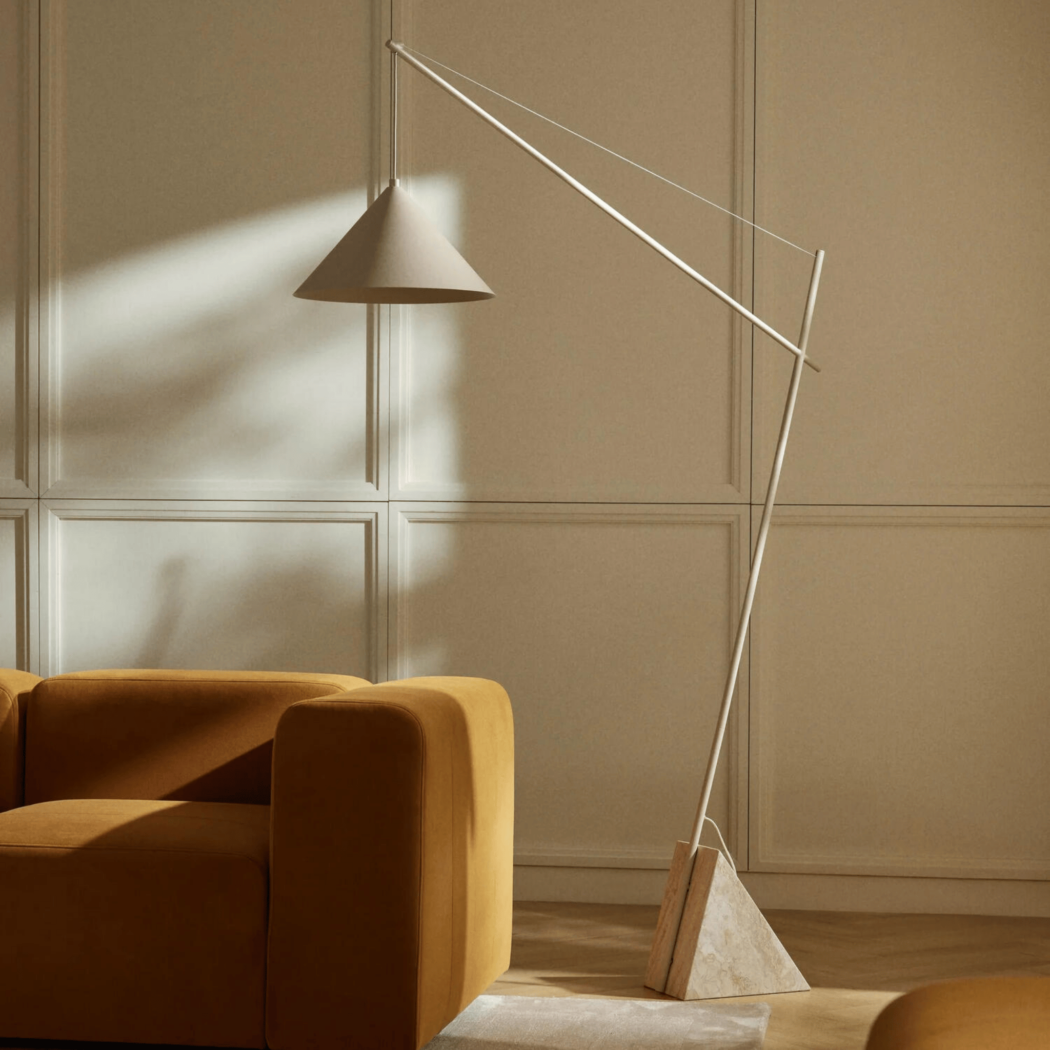 Solvei LED Arc Floor Lamp with Natural Stone Base, Neutral light, Lamps, Modern
