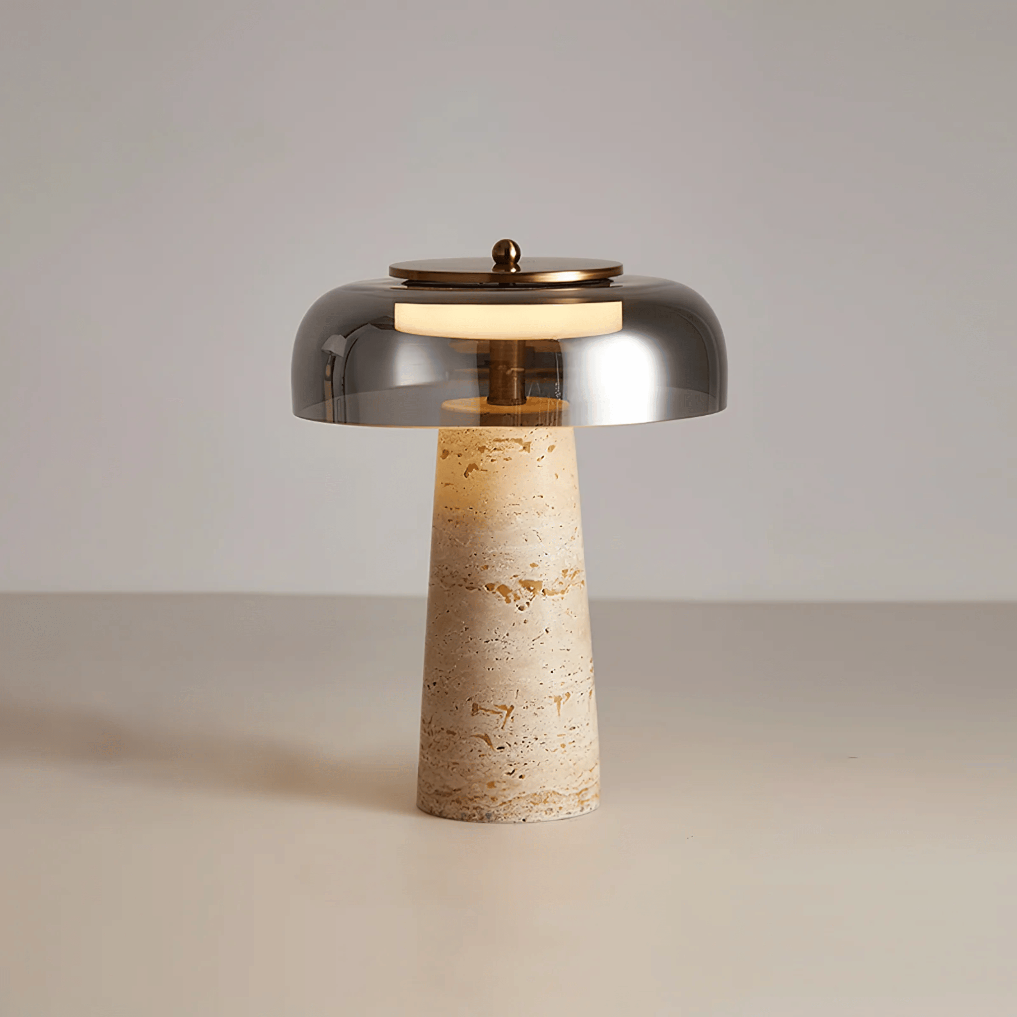 Natural Travertine Stone Table Lamp with 3-Color LED, Lamps, Steina