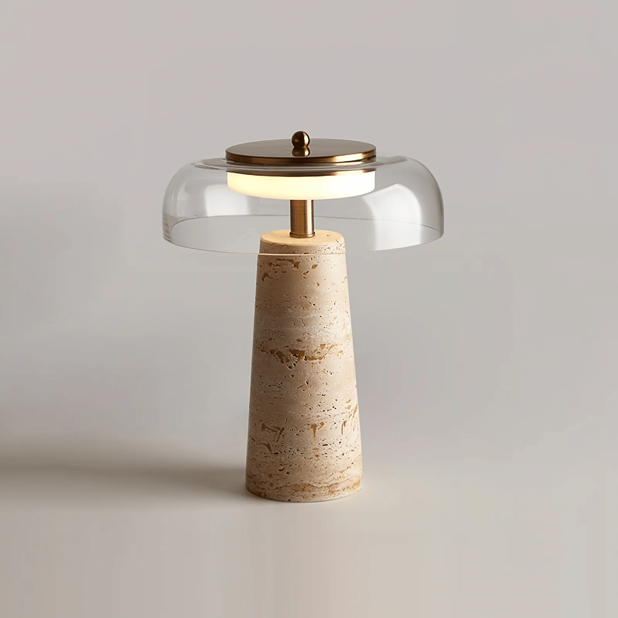 Natural Travertine Stone Table Lamp with 3-Color LED, Lamps, Steina