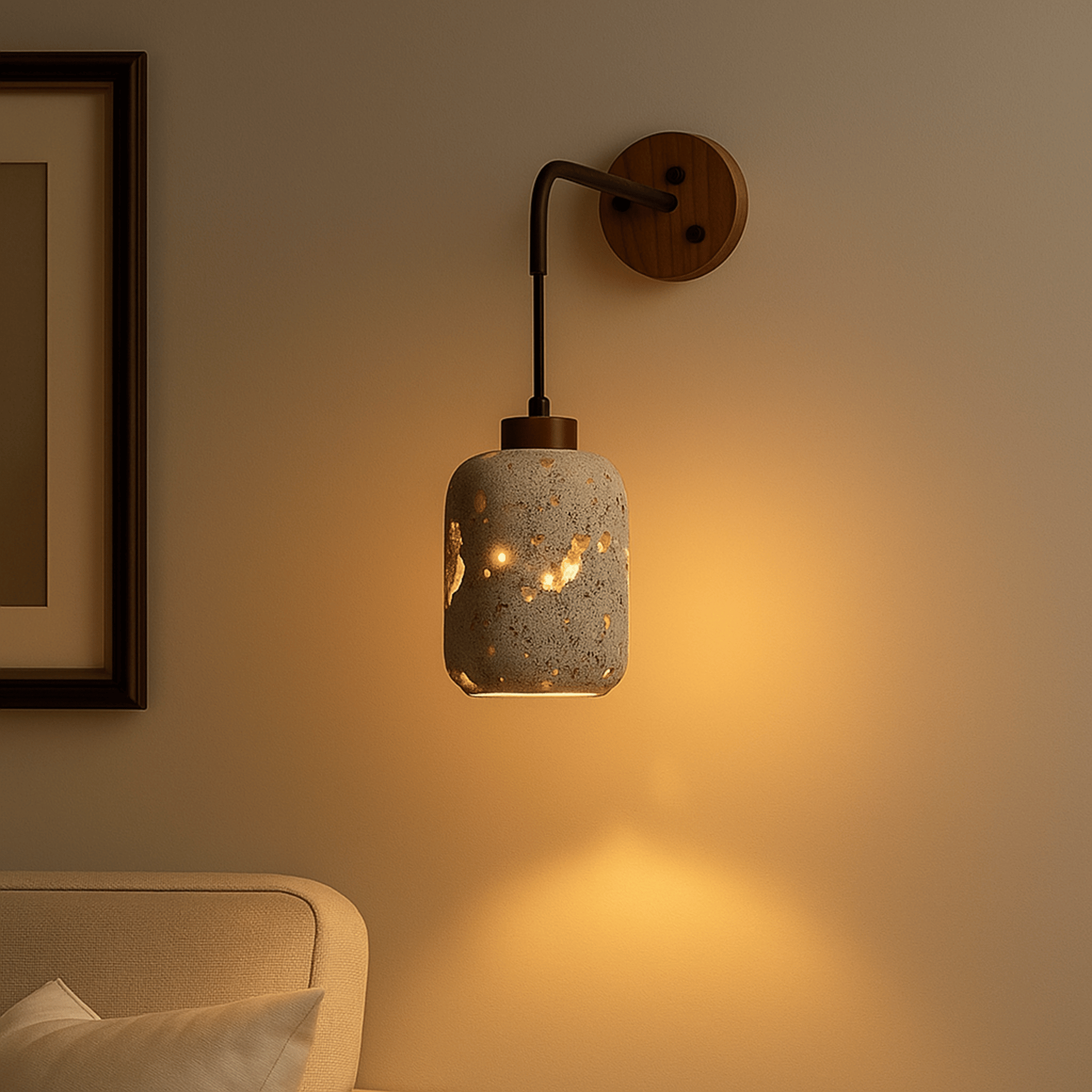 Natural Travertine Wall Sconce Modern Stone Light, Fixtures, Steinglo Nordic