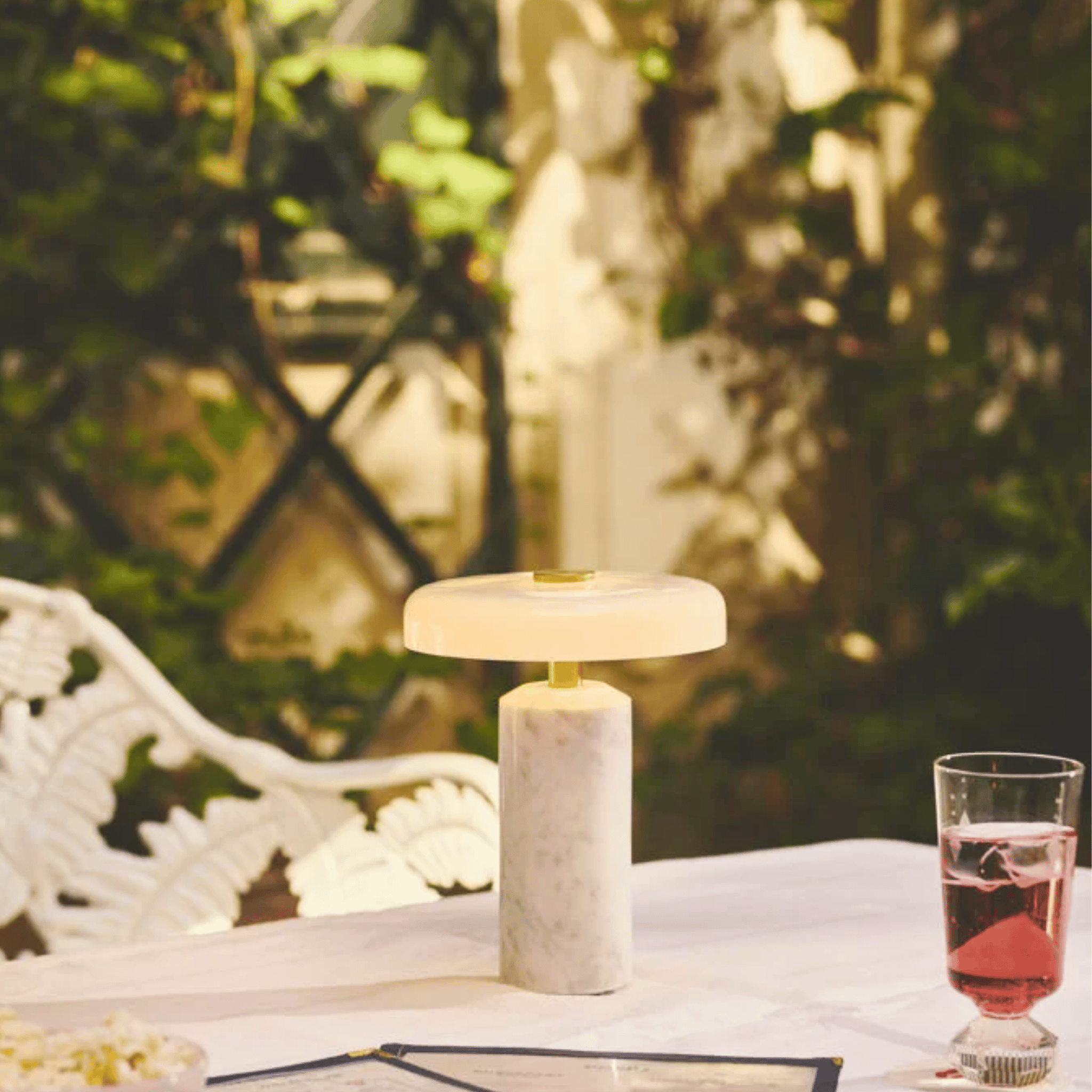 Portable Marble Table Lamp Touch Dimmer by Skonne, White, Lamps, Stenglo Rechargeable Dimmable