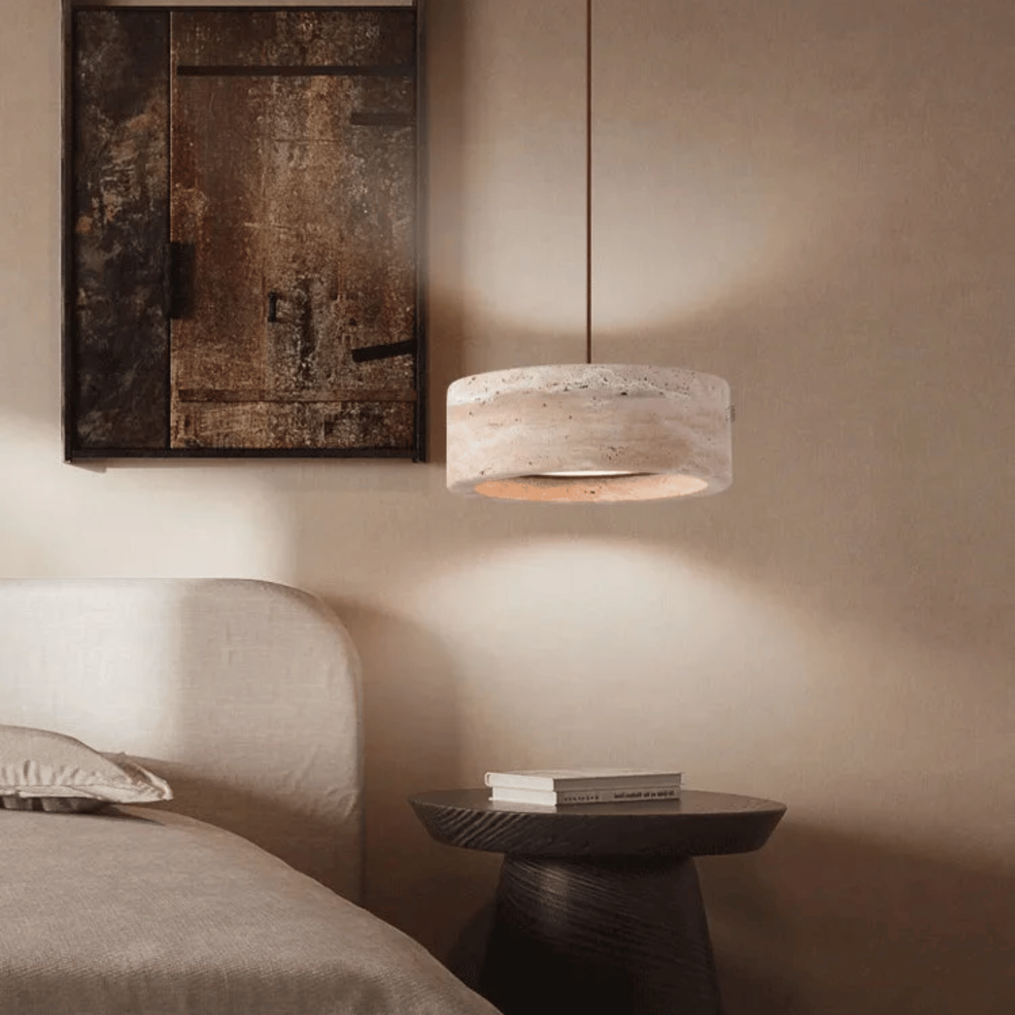 Genuine Travertine Stone Dimmable LED Pendant Light, Ceiling Fixtures, Stenglo