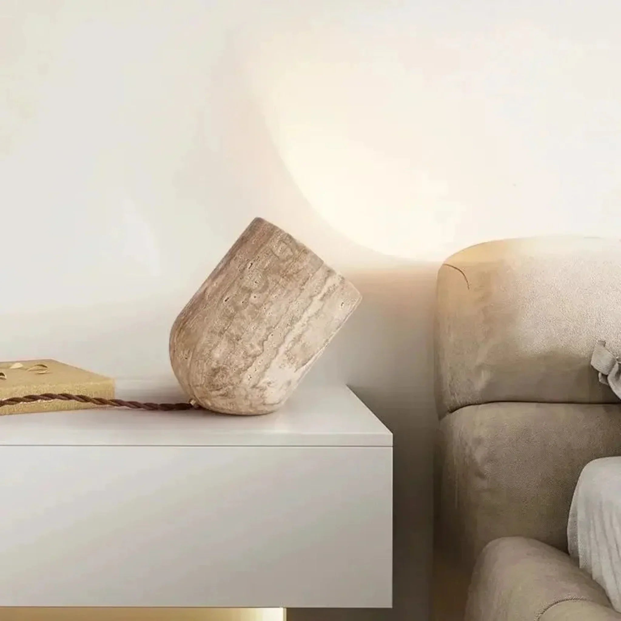 Natural Travertine Stone Table Lamp for Living Room, Lamps, Stenvarm Accent