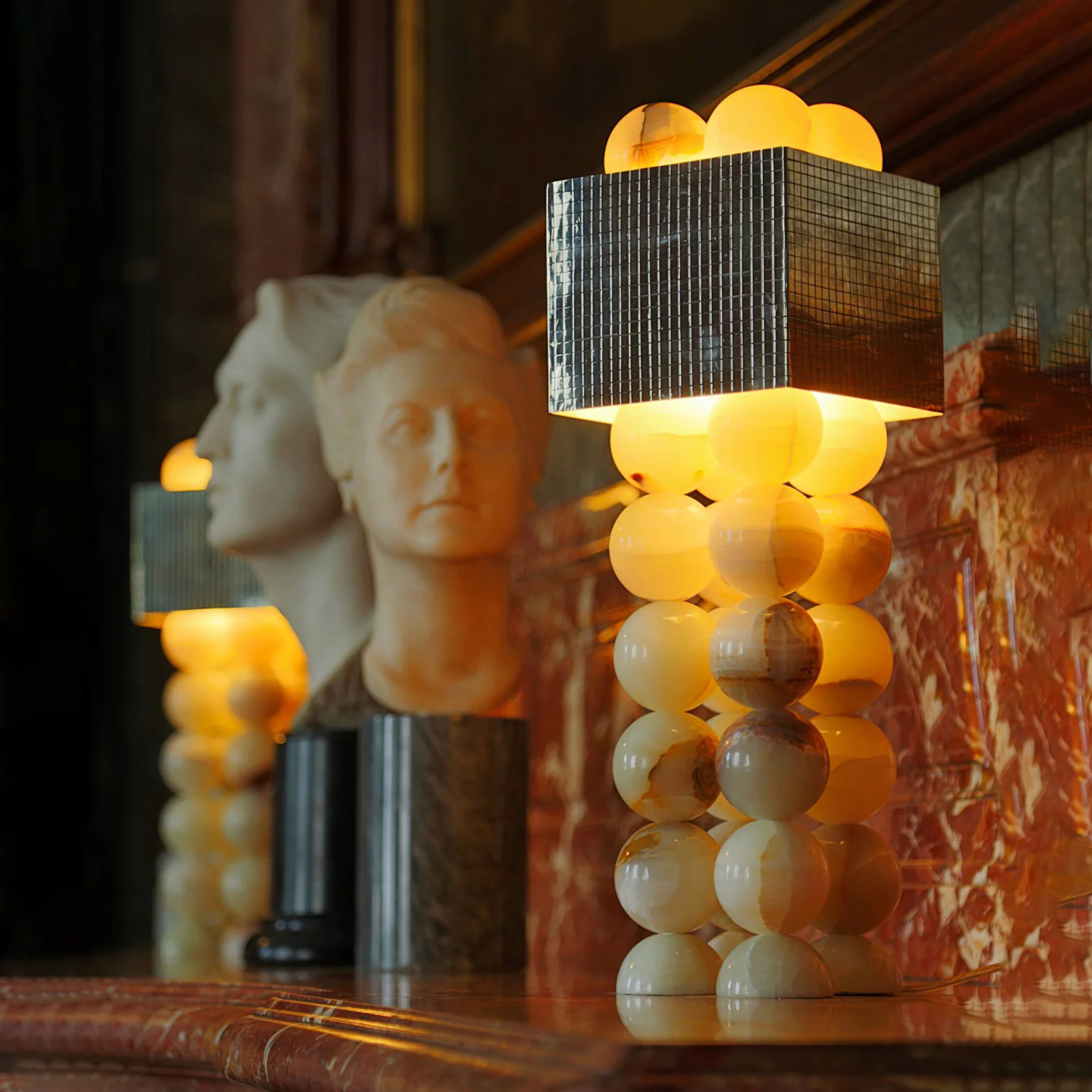 Stenvei Jade Stone Table Lamp for Modern Interiors, Warm Light, Lamps, Natural Minimalist