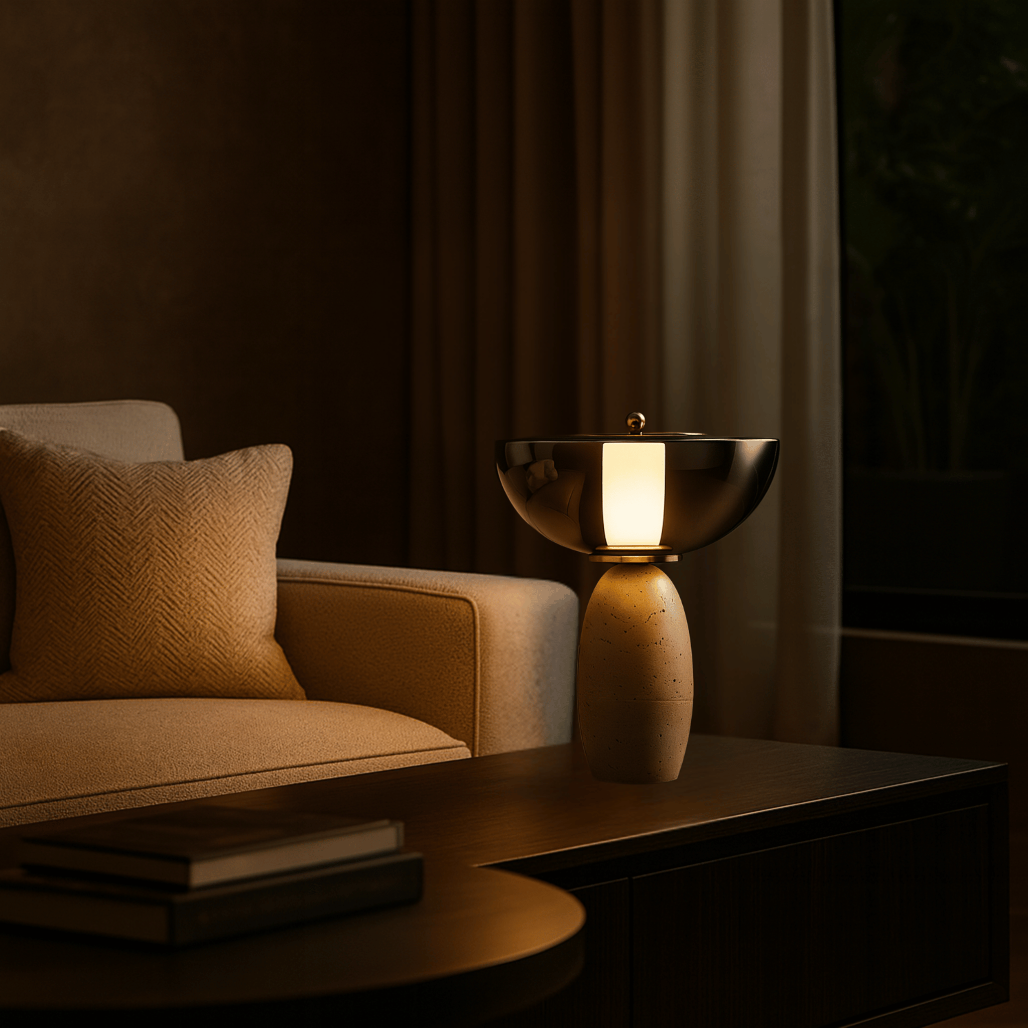 Travertine Natural Stone Table Lamp for Nordic Home, Lamps, Stenvei