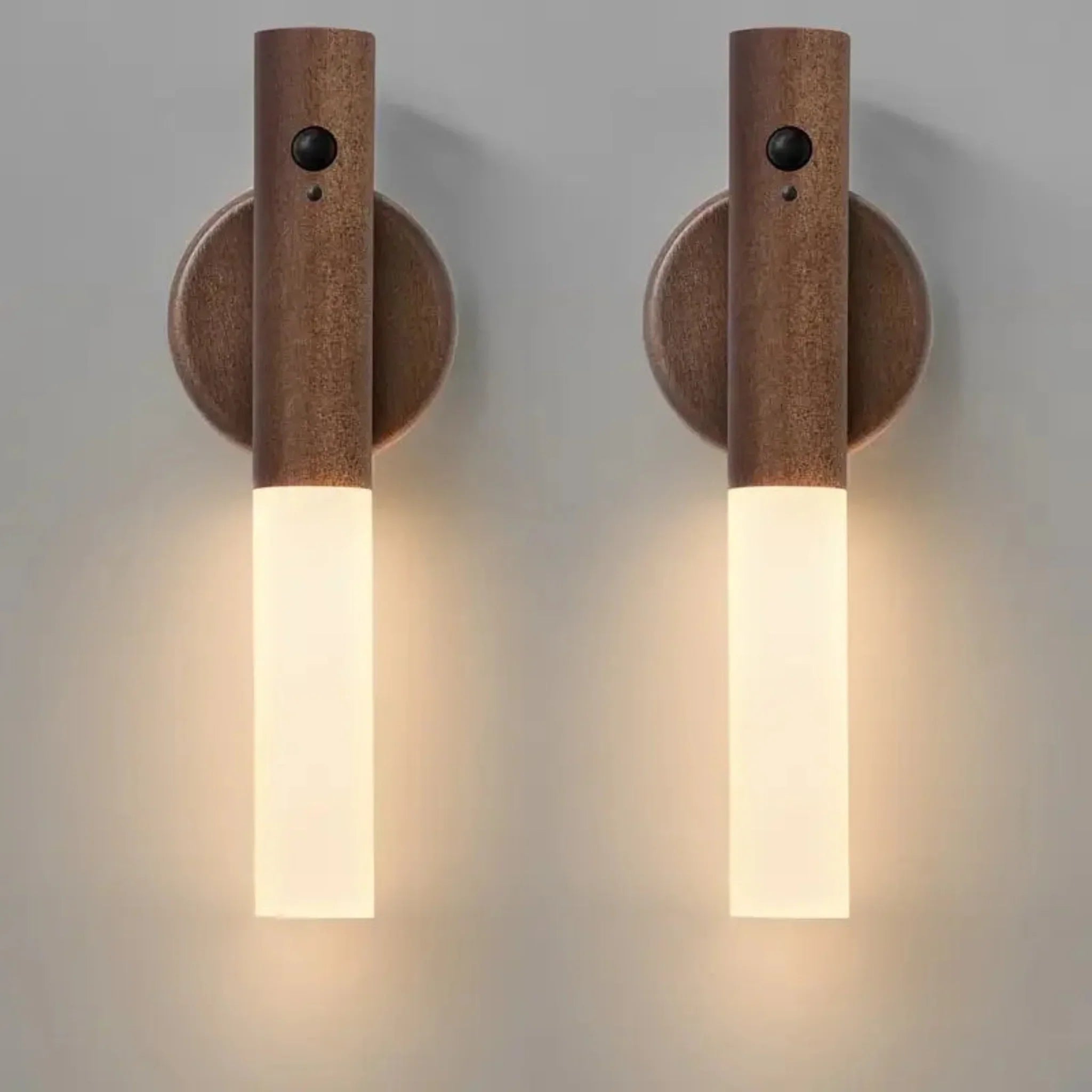 Stiga Motion Sensor Night Light - Rechargeable LED, Walnut -2PCS, Wall Fixtures