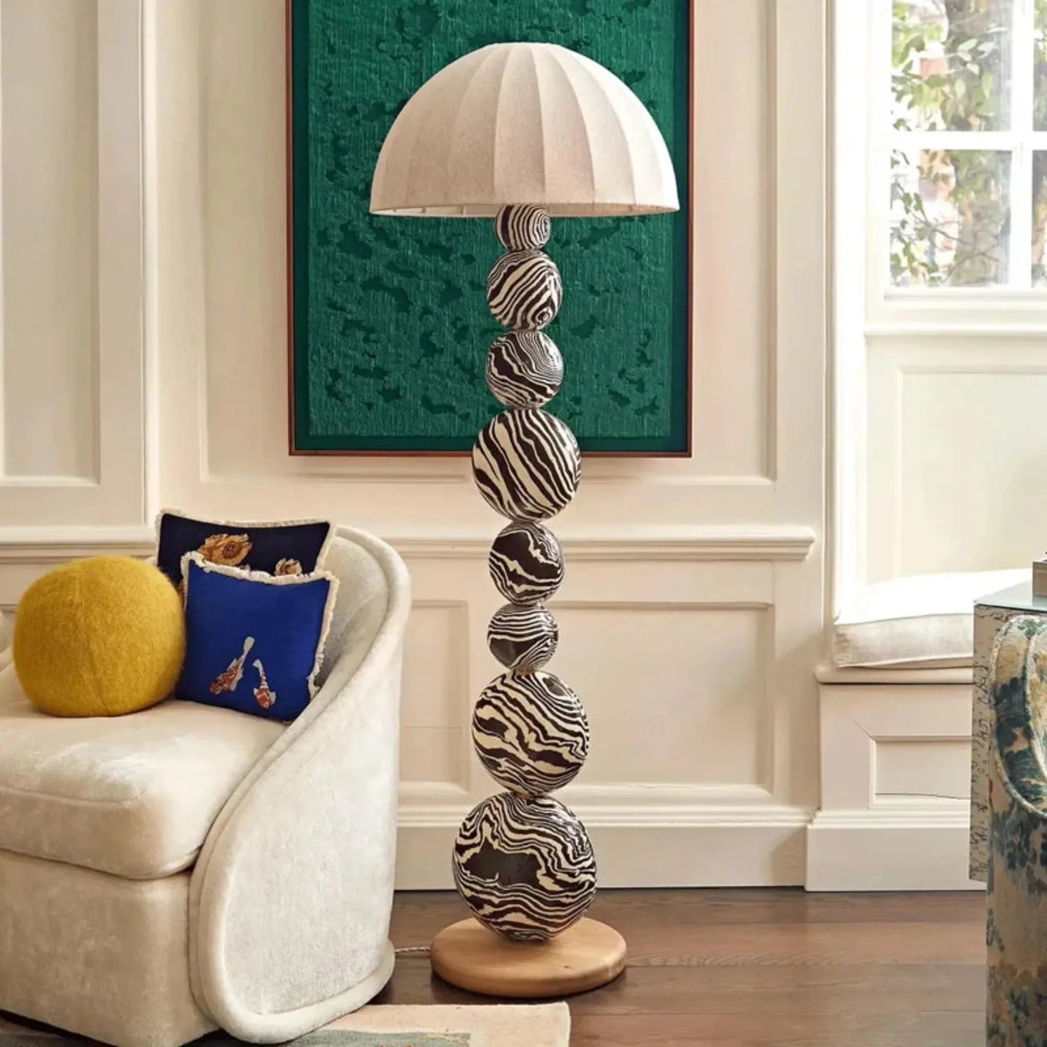 Stokkra Sculptural Zebra Floor Lamp for Living Room, Lamps, Wood Base