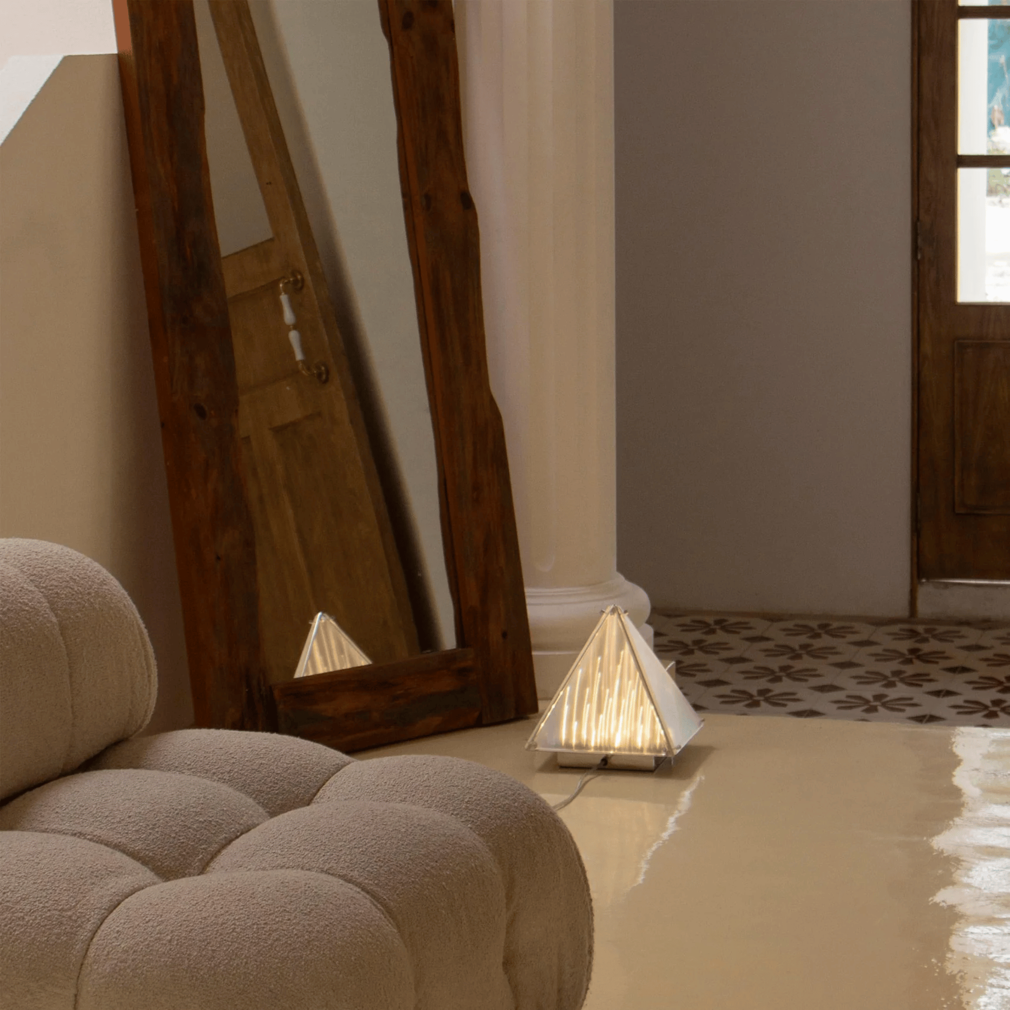 Nordic Pyramid Dimmable Table Lamp — Frosted Glass, Lamps, Tindra