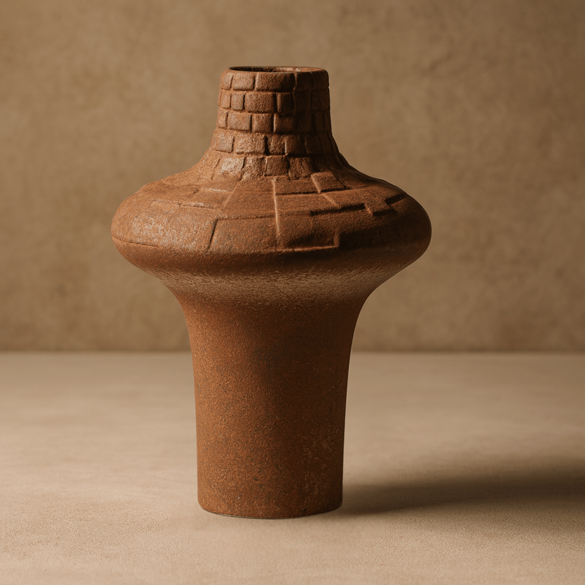 Torva Plaid Ceramic Vase Handcrafted Artisan Decor, Medium, Vases, Rustic