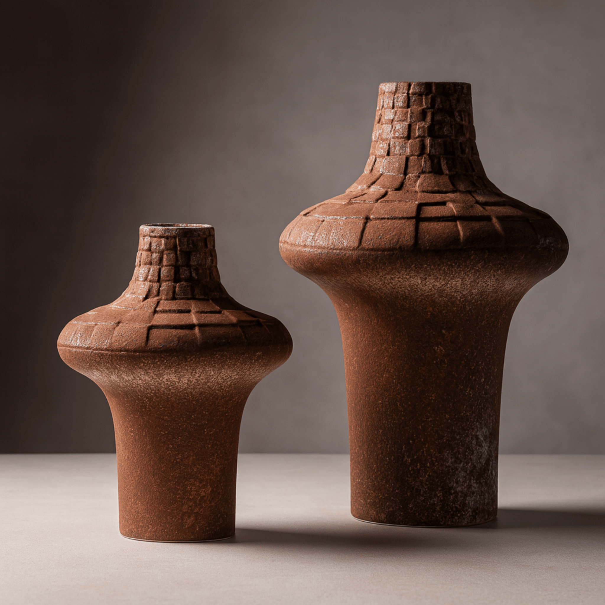 Torva Plaid Ceramic Vase Handcrafted Artisan Decor, Vases, Rustic