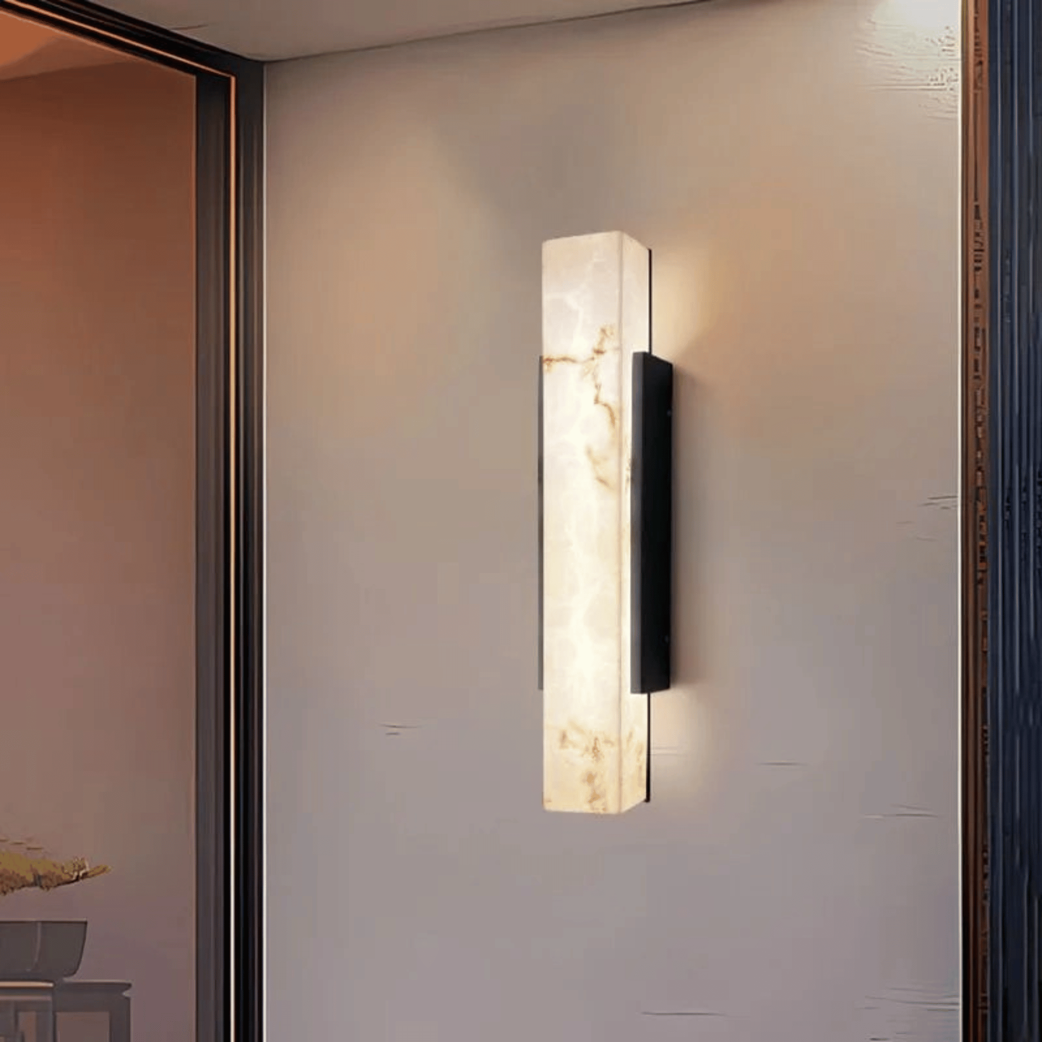 Waterproof Outdoor LED Wall Light with Marble Effect, Large / Cold White, Landscape Pathway Lighting, Uteld