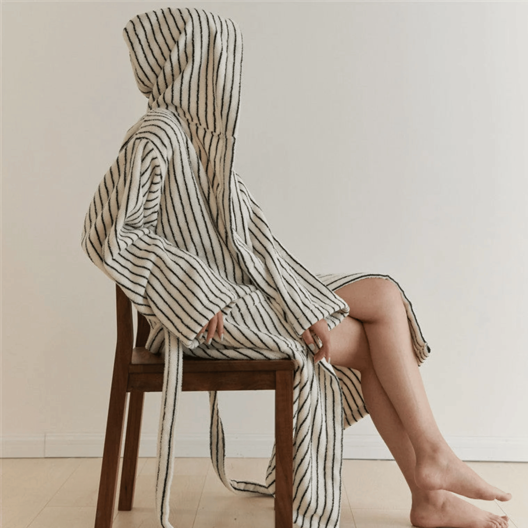 Organic Cotton Jacquard Bathrobe — Spa Luxury, Robes, Varme Stripe