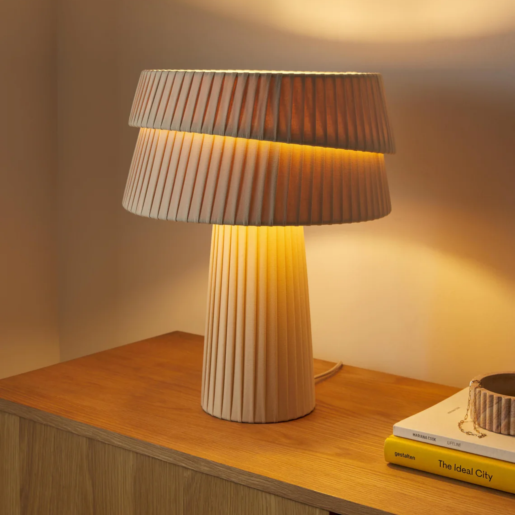 Knitted Linen Table Lamp Warm Nordic Ambient Glow, Lamps, Vevla Textured