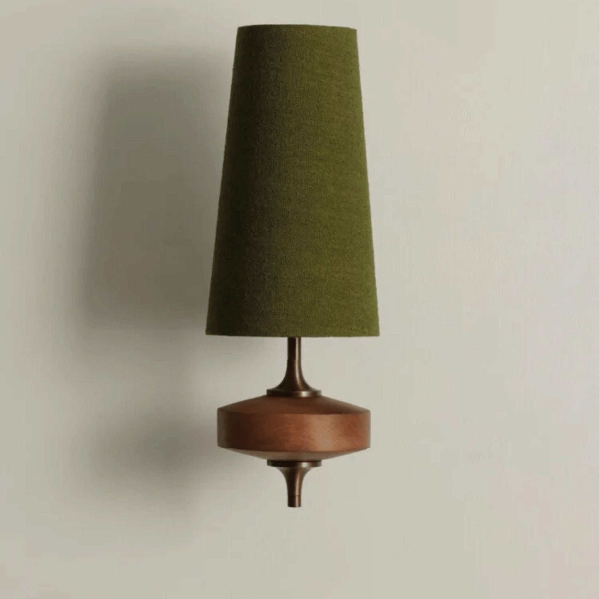 Handcrafted Nordic Fabric Wall Light with Wood Base, Fixtures, Vevra