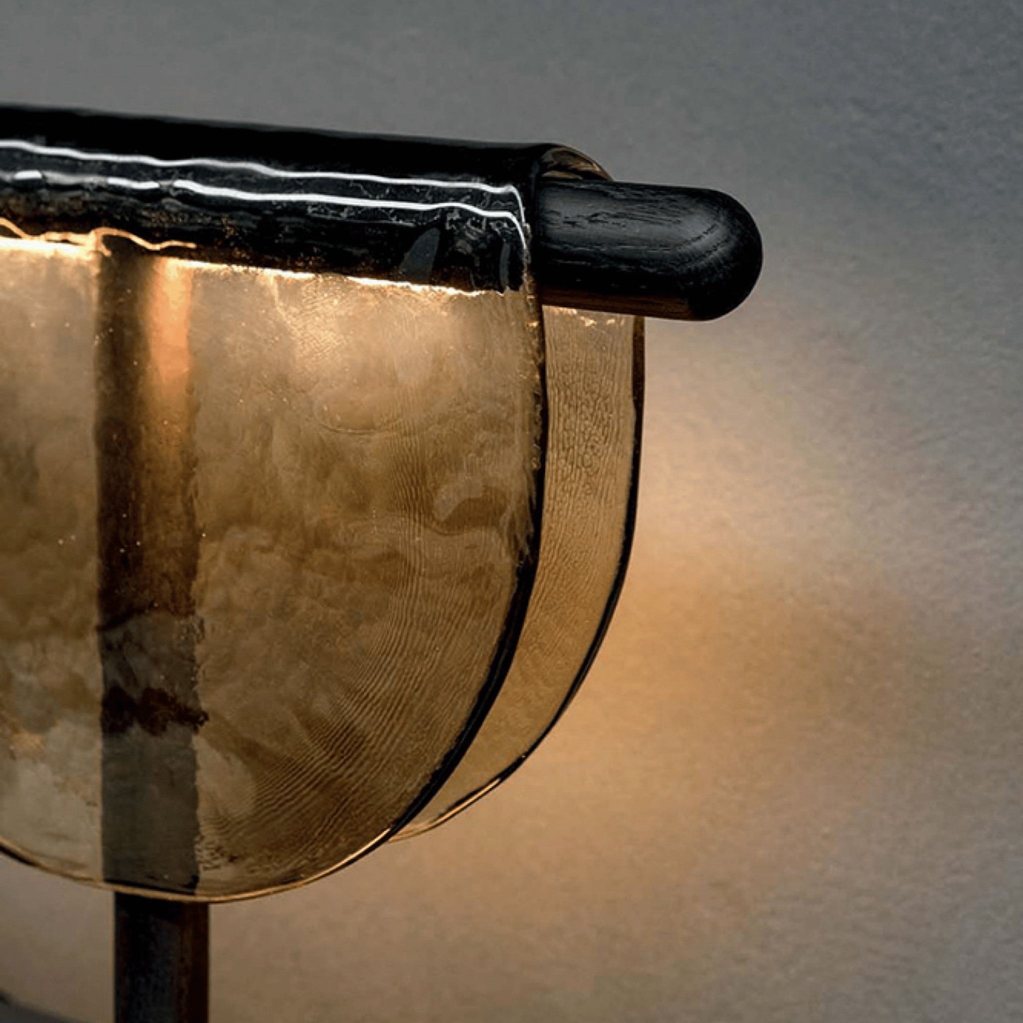 Amber Glass Half-Moon Table Lamp Touch LED Light, Lamps, Ambra Sculptural