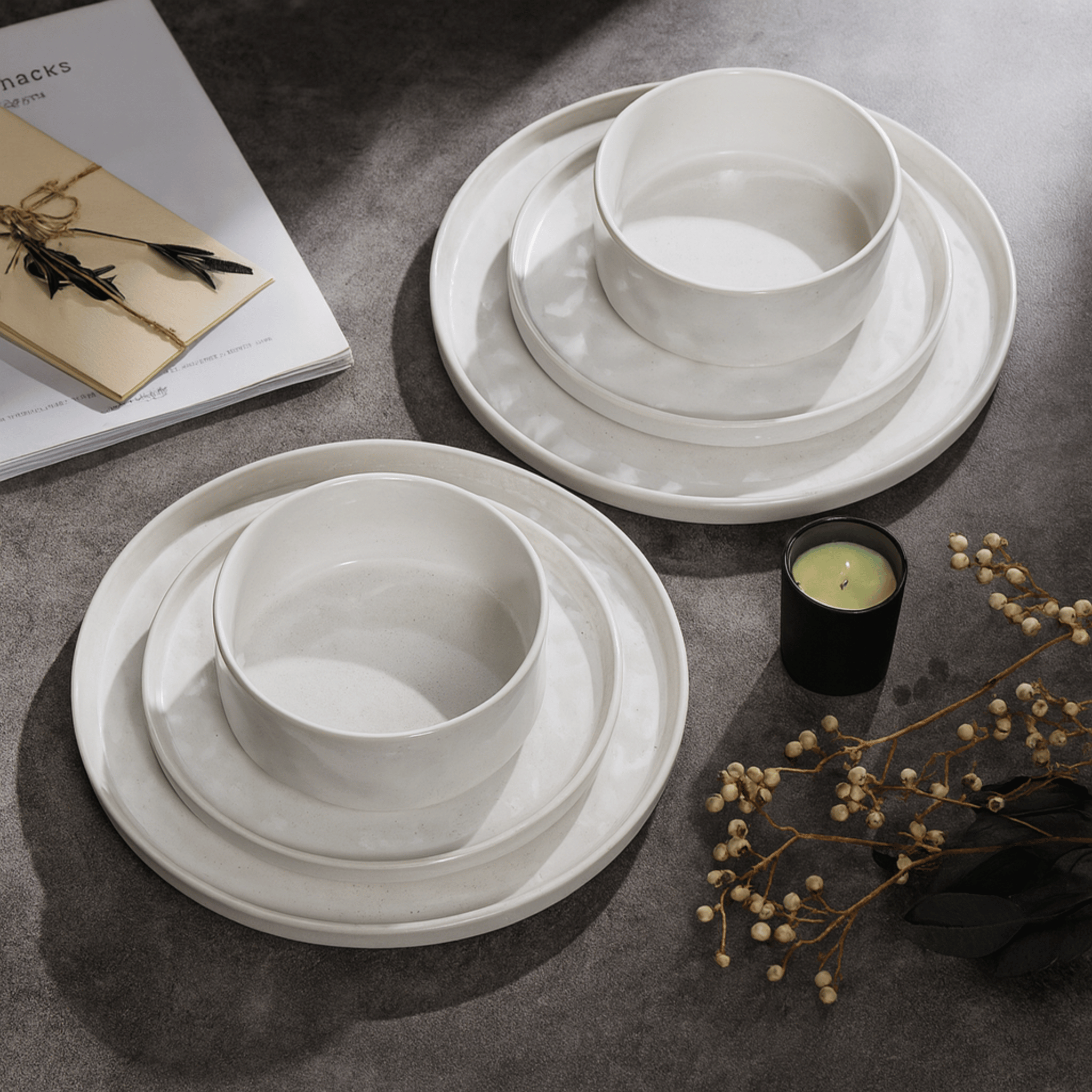 18-Piece Speckled Stoneware Dinnerware Set Nordic, Sets, Bylgja Ripple Glaze
